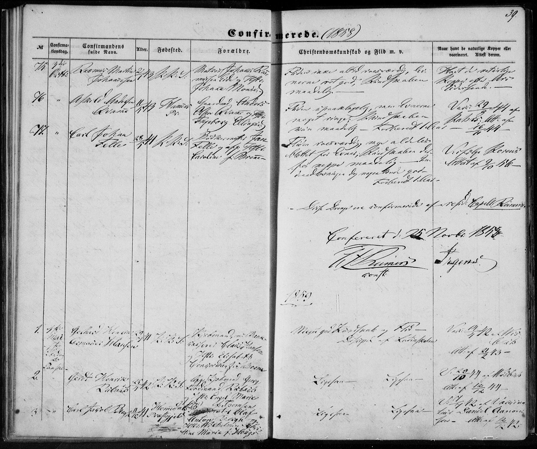 Korskirken sokneprestembete, SAB/A-76101/H/Haa/L0027: Parish register (official) no. C 3, 1854-1868, p. 39