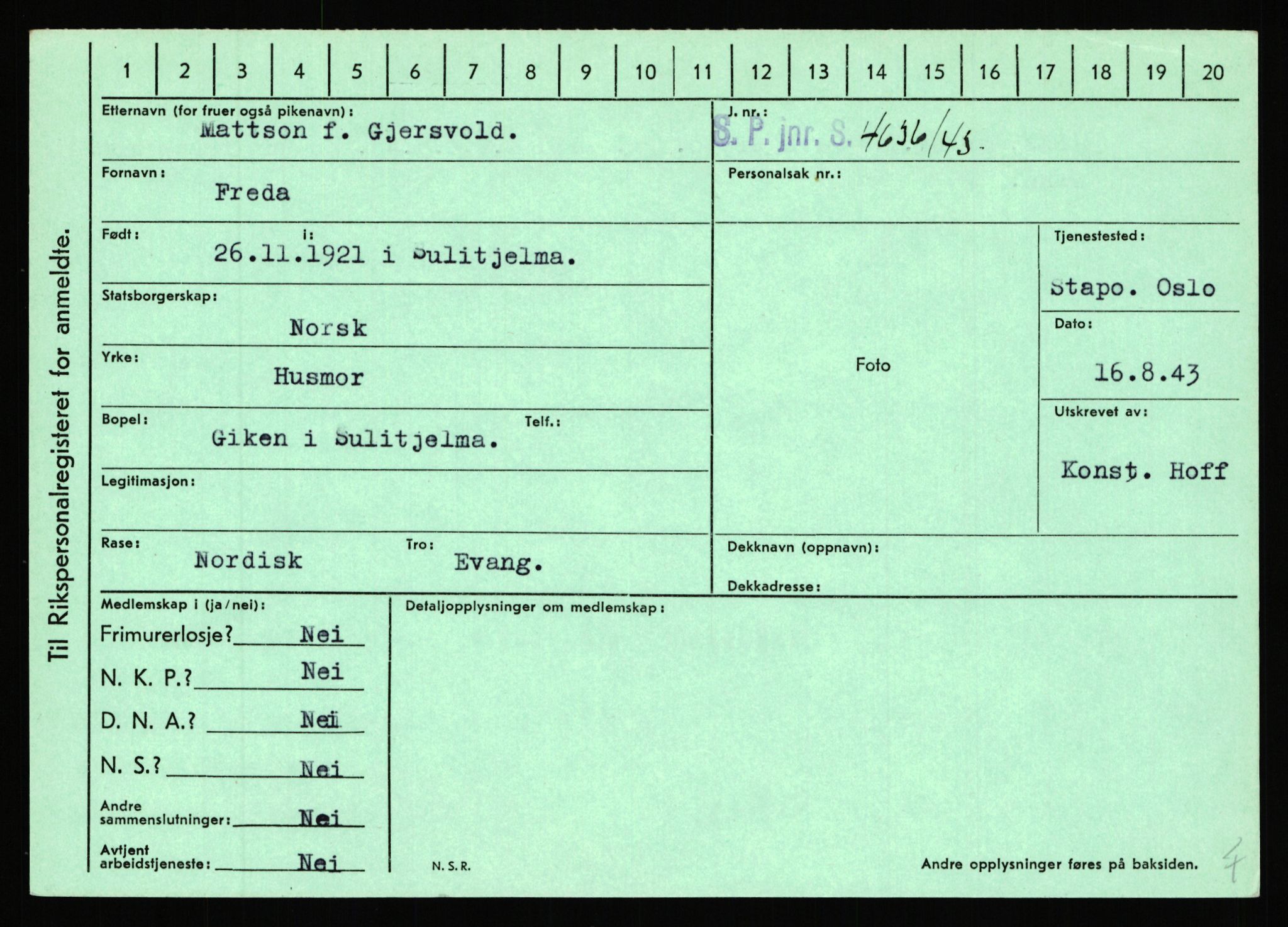 Statspolitiet - Hovedkontoret / Osloavdelingen, AV/RA-S-1329/C/Ca/L0010: Lind - Moksnes, 1943-1945, p. 3429