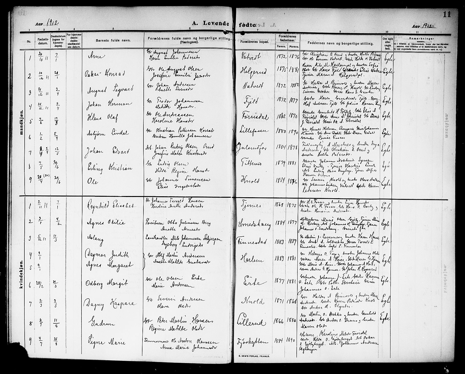 Rakkestad prestekontor Kirkebøker, SAO/A-2008/G/Gb/L0002: Parish register (copy) no. II 2, 1909-1920, p. 11