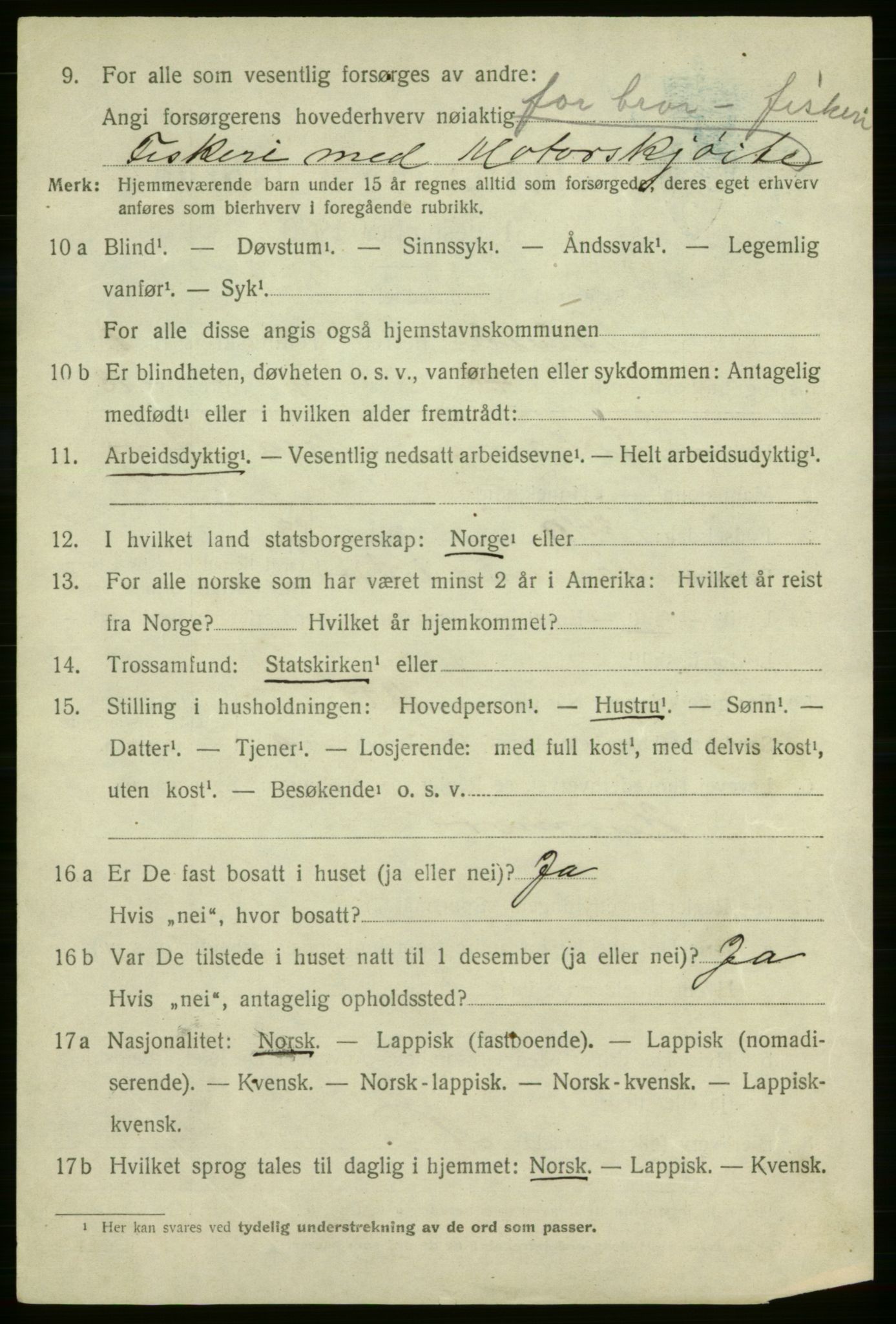 SATØ, 1920 census for Talvik, 1920, p. 1539