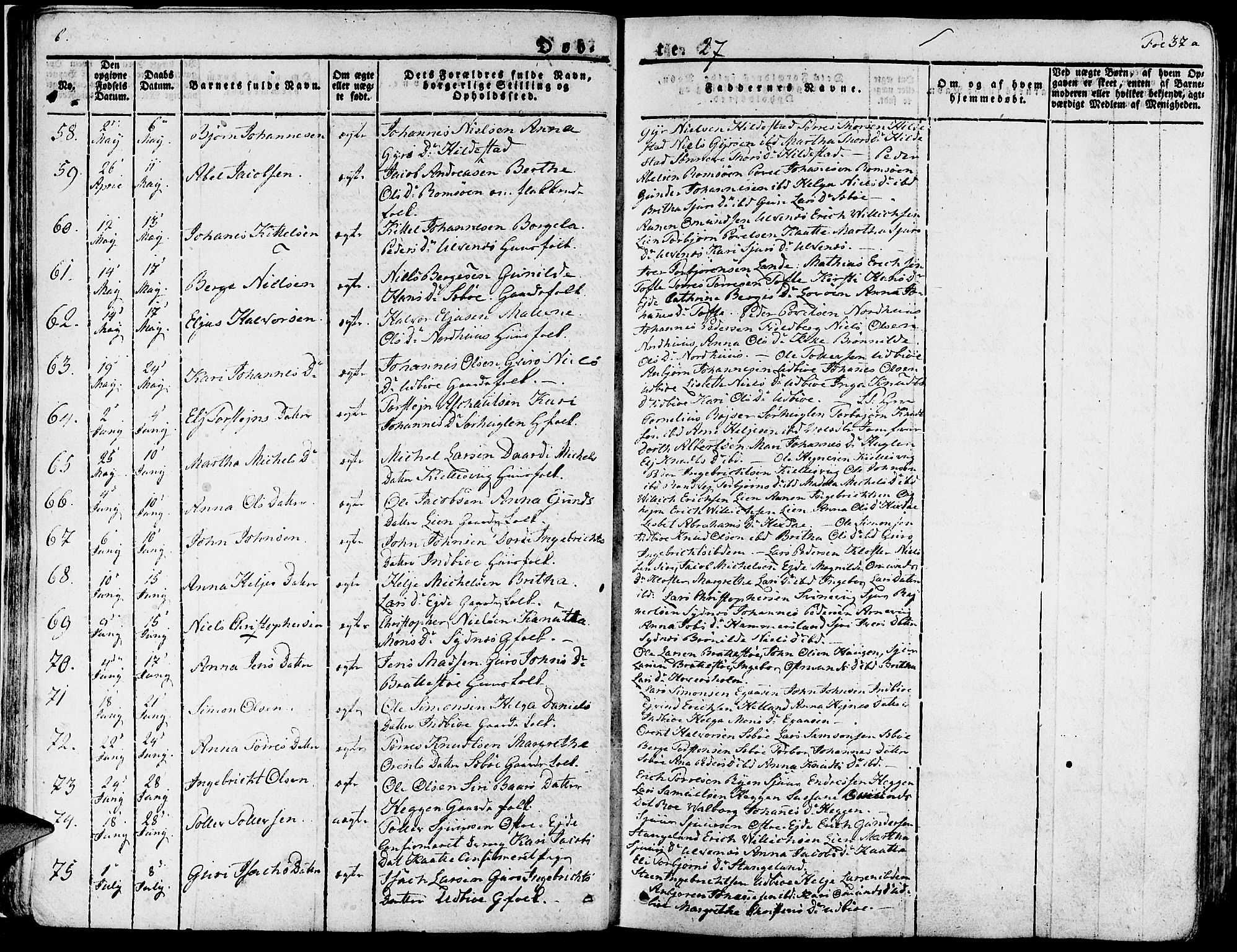 Fjelberg sokneprestembete, SAB/A-75201/H/Haa: Parish register (official) no. A 5, 1822-1834, p. 37