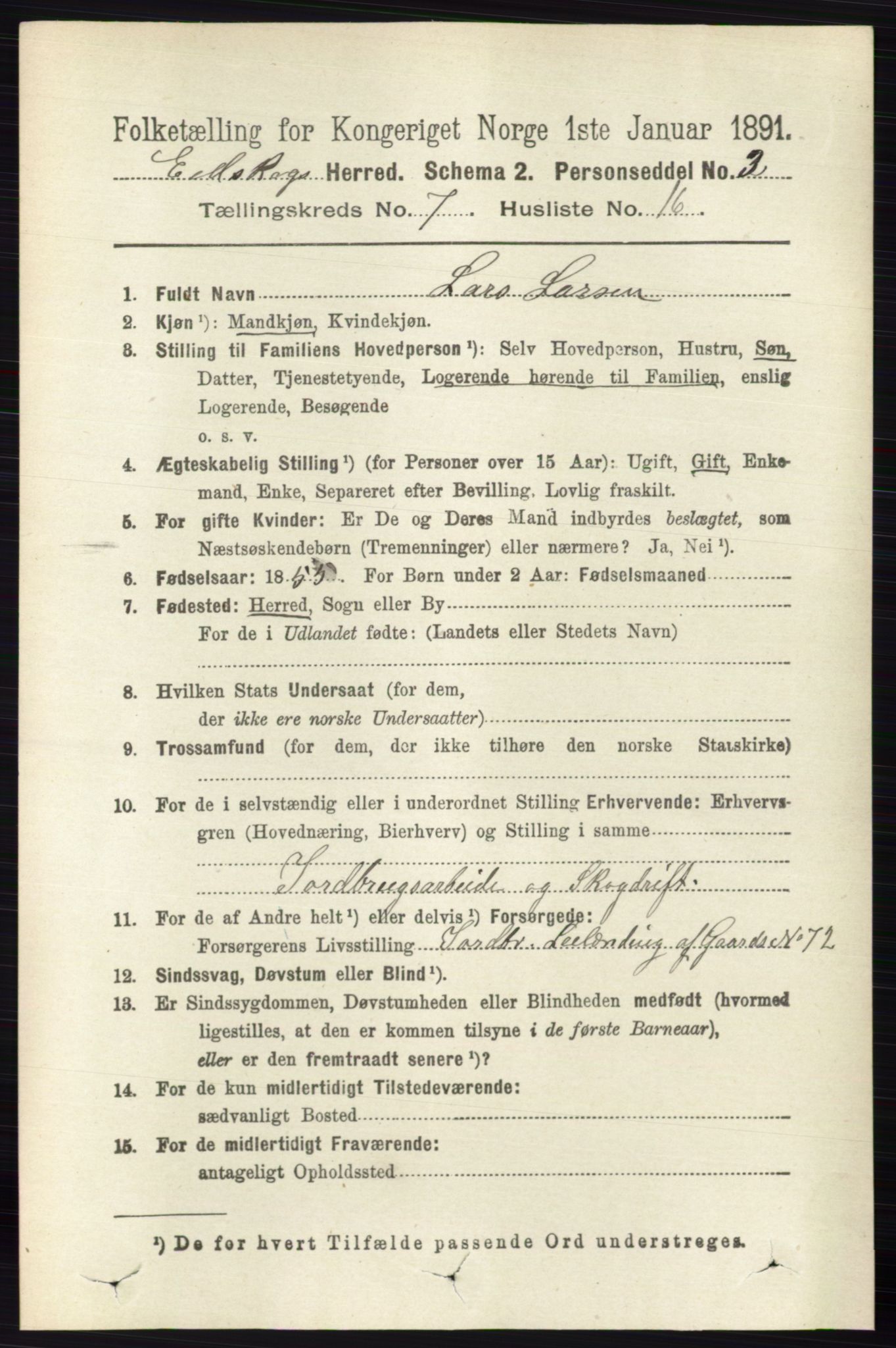 RA, 1891 census for 0420 Eidskog, 1891, p. 3777