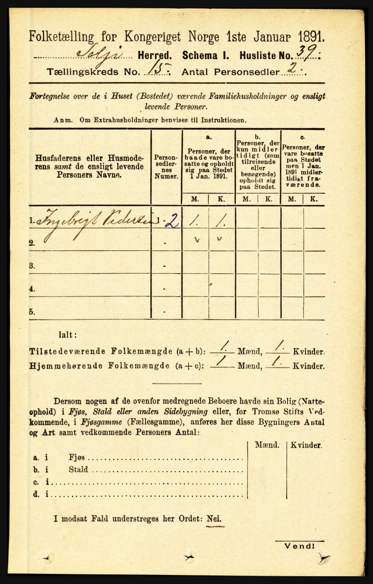 RA, 1891 census for 1441 Selje, 1891, p. 4682