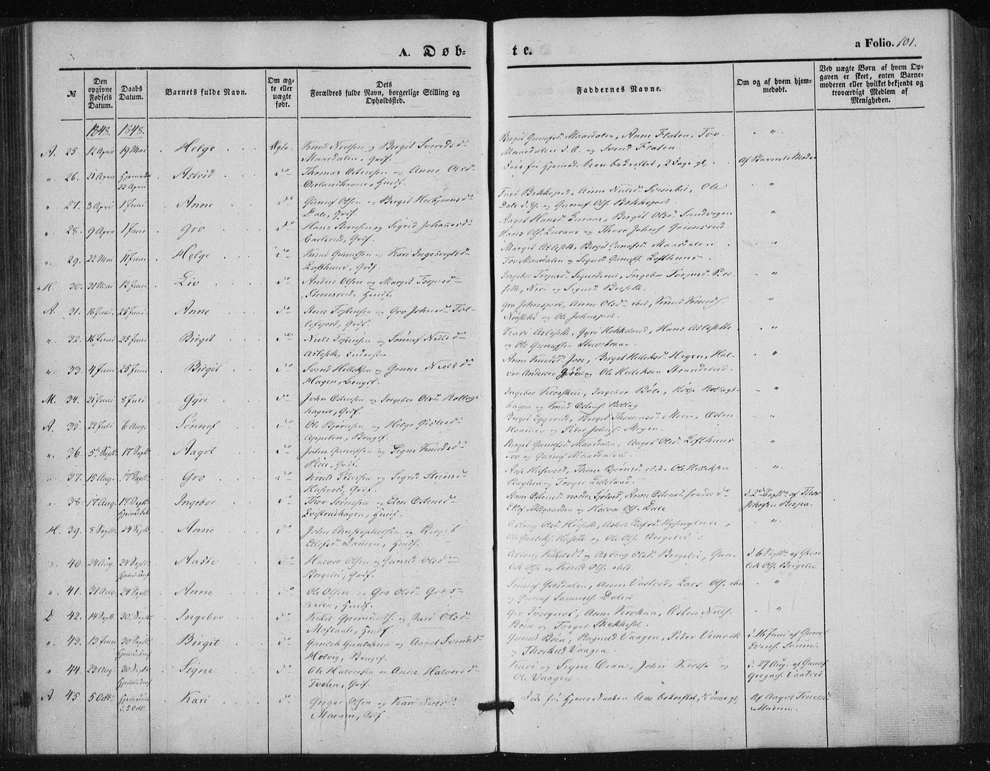 Tinn kirkebøker, AV/SAKO-A-308/F/Fa/L0005: Parish register (official) no. I 5, 1844-1856, p. 101