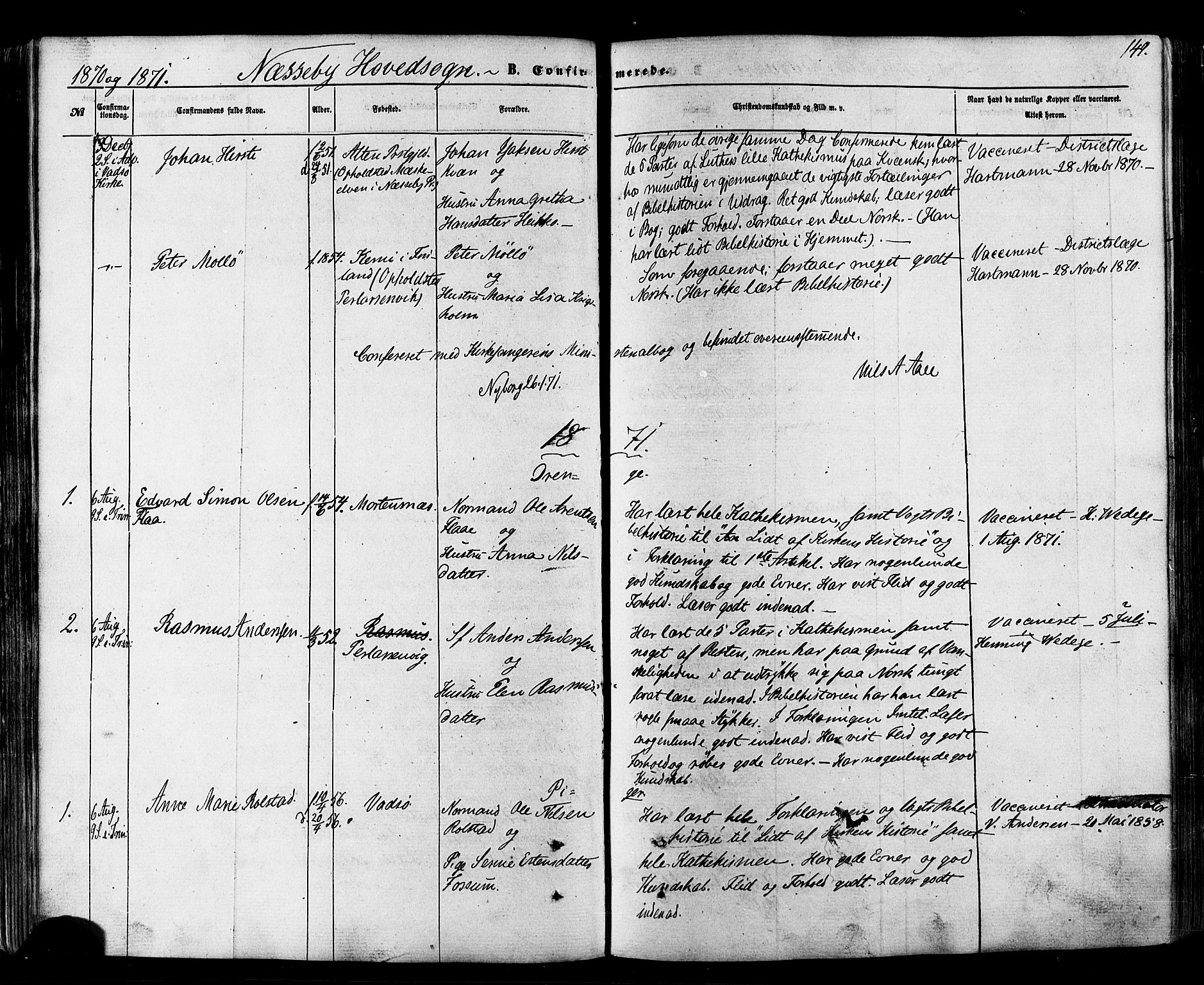 Nesseby sokneprestkontor, SATØ/S-1330/H/Ha/L0003kirke: Parish register (official) no. 3 /1, 1865-1876, p. 149