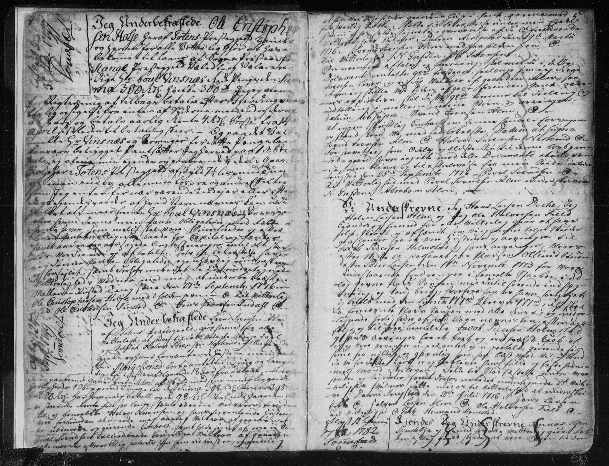 Toten tingrett, AV/SAH-TING-006/H/Hb/Hba/L0003a: Mortgage book no. 3a, 1776-1787, p. 4-5