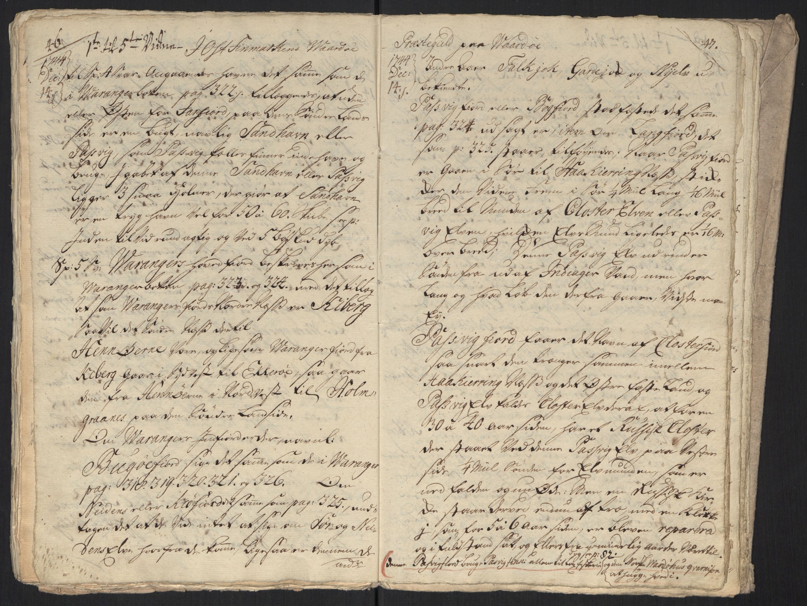 Danske Kanselli, Grensearkivet, AV/RA-EA-4062/F/L0011a/0004: Volum XXIII-XXVIa / Vol. XXVIa: Major Schnitlers grenseeksaminasjonsprotokoll, 6. bind, 1744-1745, p. 46-47