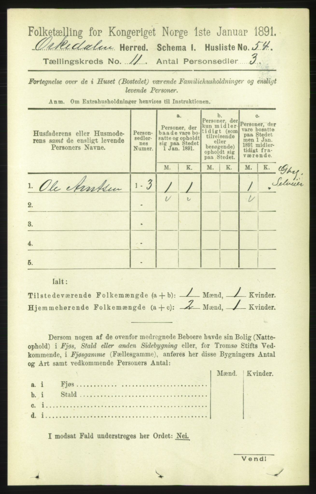 RA, 1891 census for 1638 Orkdal, 1891, p. 5133