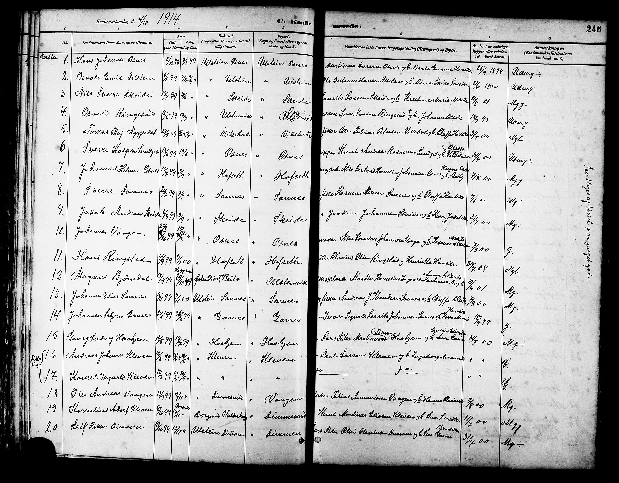 Ministerialprotokoller, klokkerbøker og fødselsregistre - Møre og Romsdal, AV/SAT-A-1454/509/L0112: Parish register (copy) no. 509C02, 1883-1922, p. 246