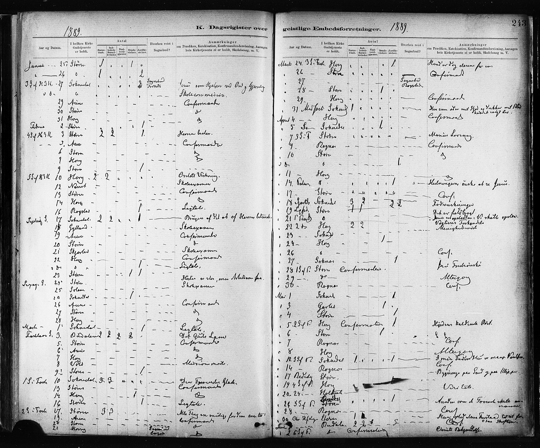 Ministerialprotokoller, klokkerbøker og fødselsregistre - Sør-Trøndelag, SAT/A-1456/687/L1002: Parish register (official) no. 687A08, 1878-1890, p. 243