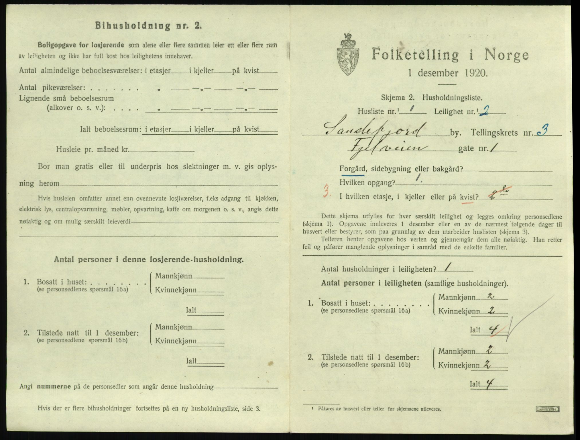 SAKO, 1920 census for Sandefjord, 1920, p. 1898