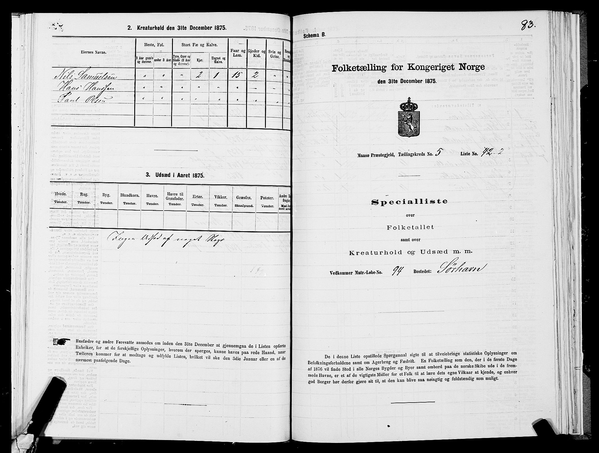 SATØ, 1875 census for 2018P Måsøy, 1875, p. 1083