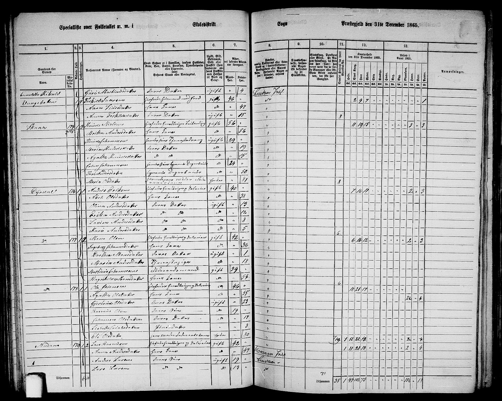 RA, 1865 census for Lindås, 1865, p. 96