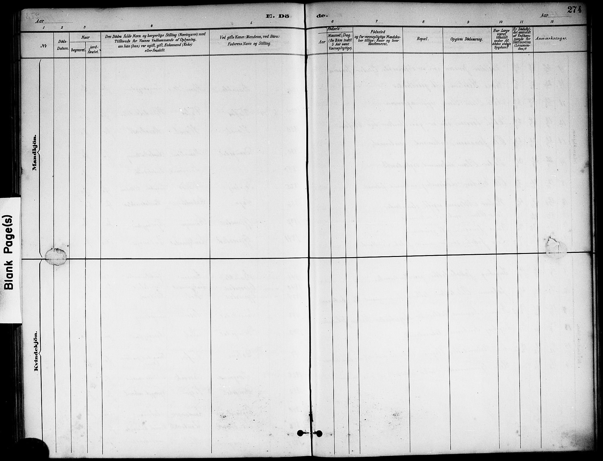 Sannidal kirkebøker, SAKO/A-296/G/Ga/L0003: Parish register (copy) no. 3, 1887-1922, p. 274