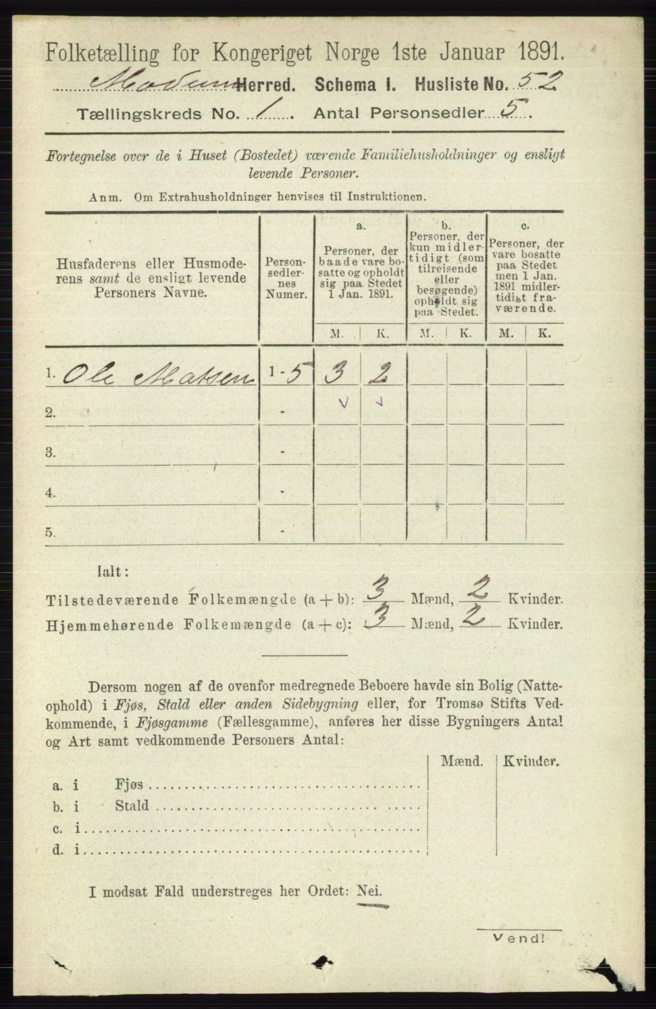 RA, 1891 census for 0623 Modum, 1891, p. 121