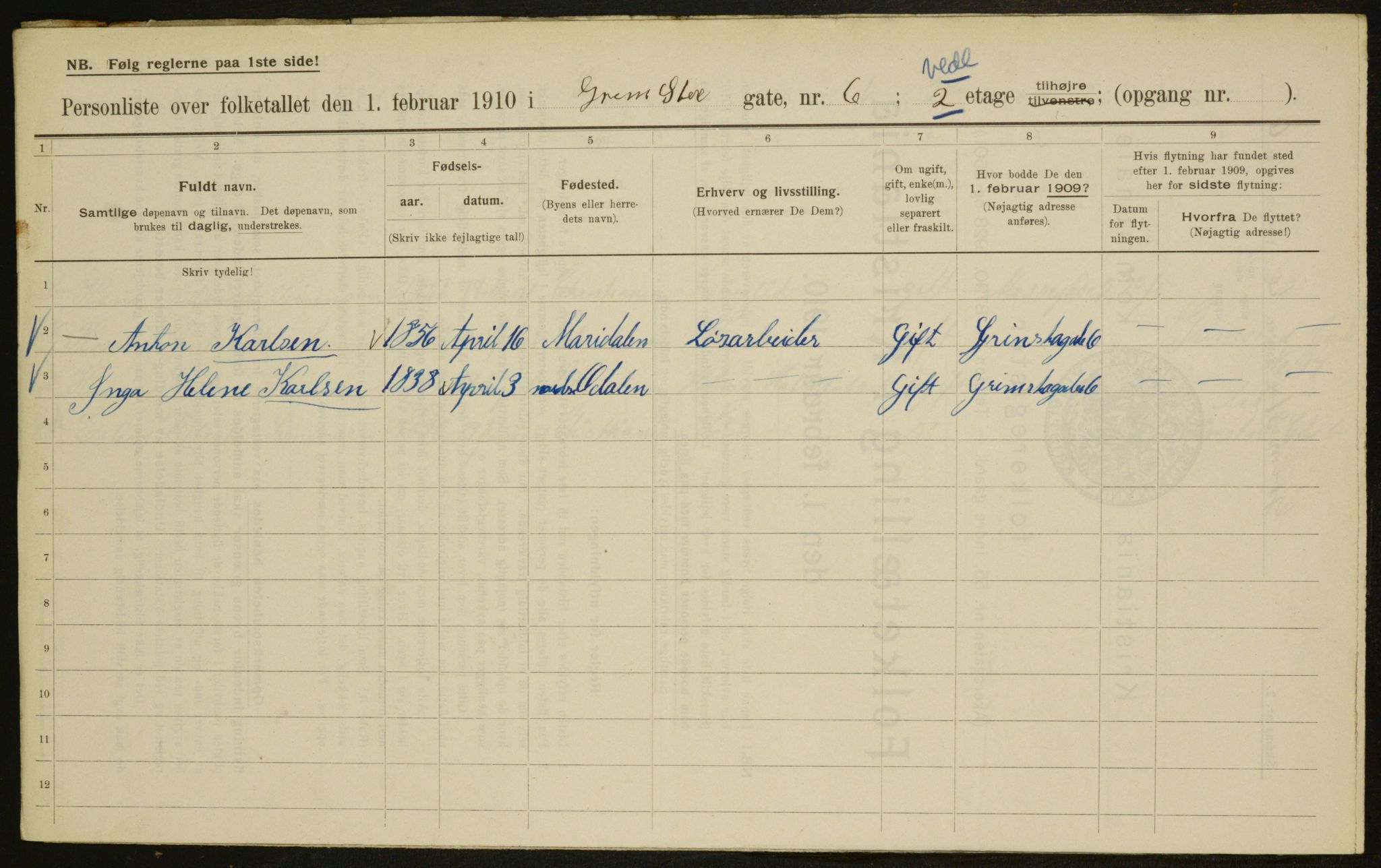 OBA, Municipal Census 1910 for Kristiania, 1910, p. 28459