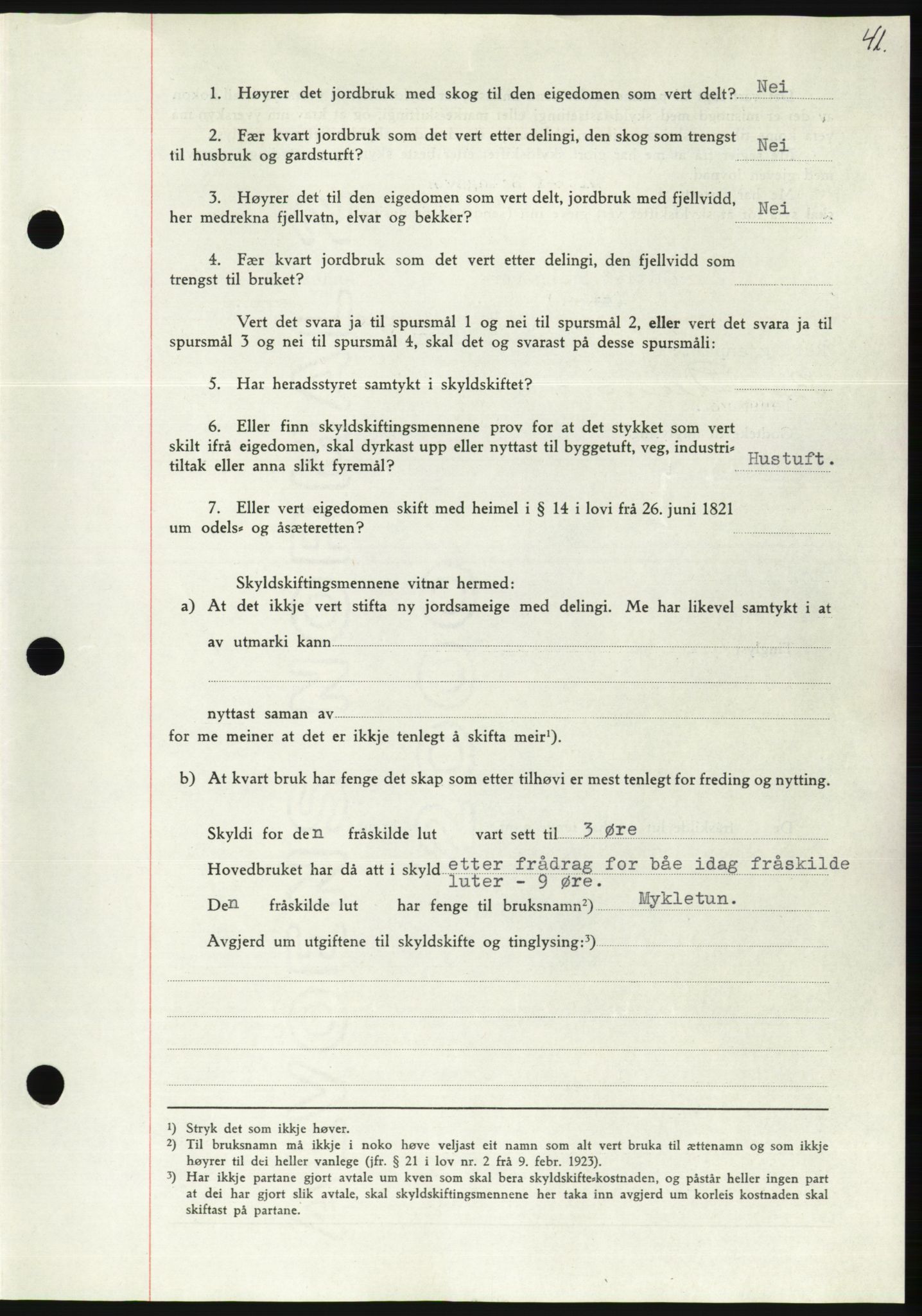 Søre Sunnmøre sorenskriveri, AV/SAT-A-4122/1/2/2C/L0070: Mortgage book no. 64, 1940-1941, Diary no: : 401/1940