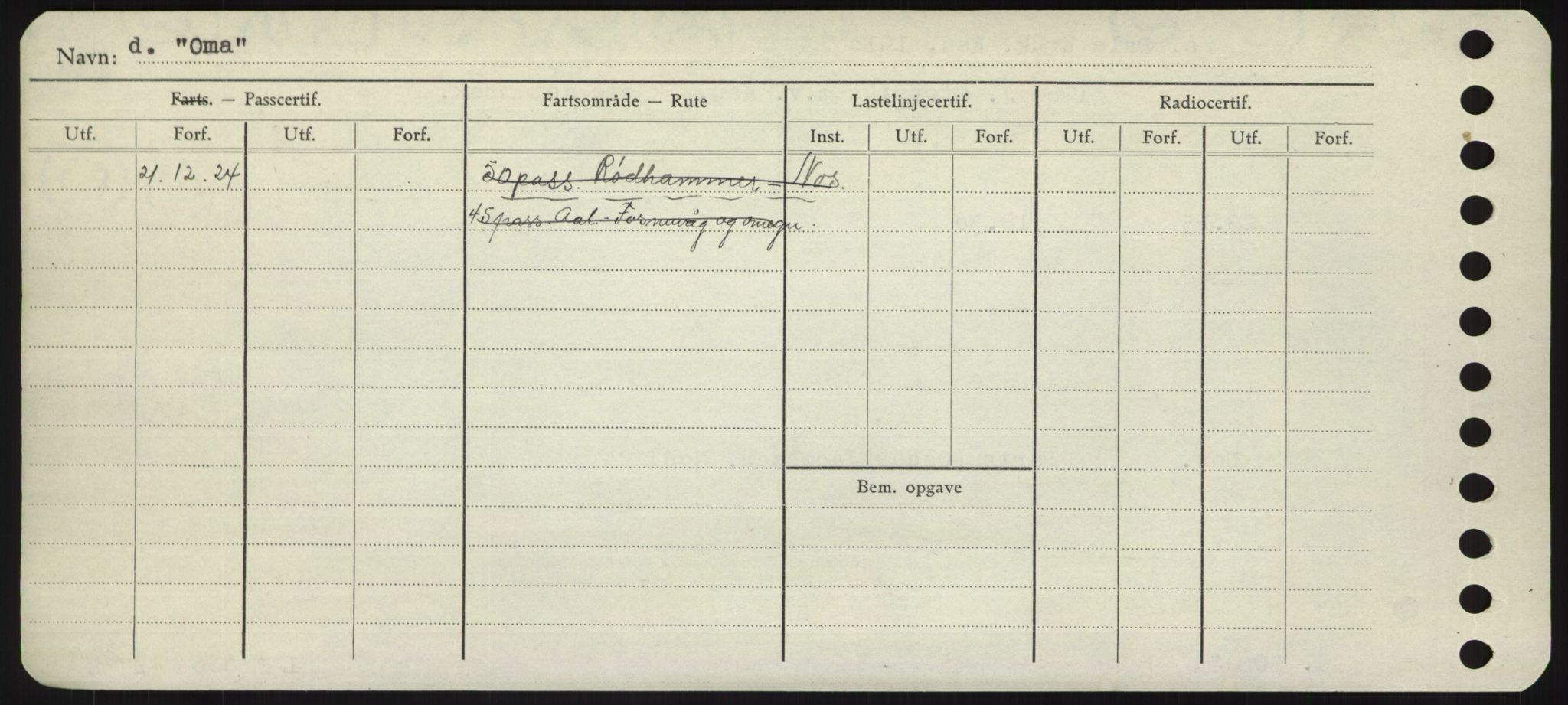 Sjøfartsdirektoratet med forløpere, Skipsmålingen, RA/S-1627/H/Hd/L0028: Fartøy, O, p. 244