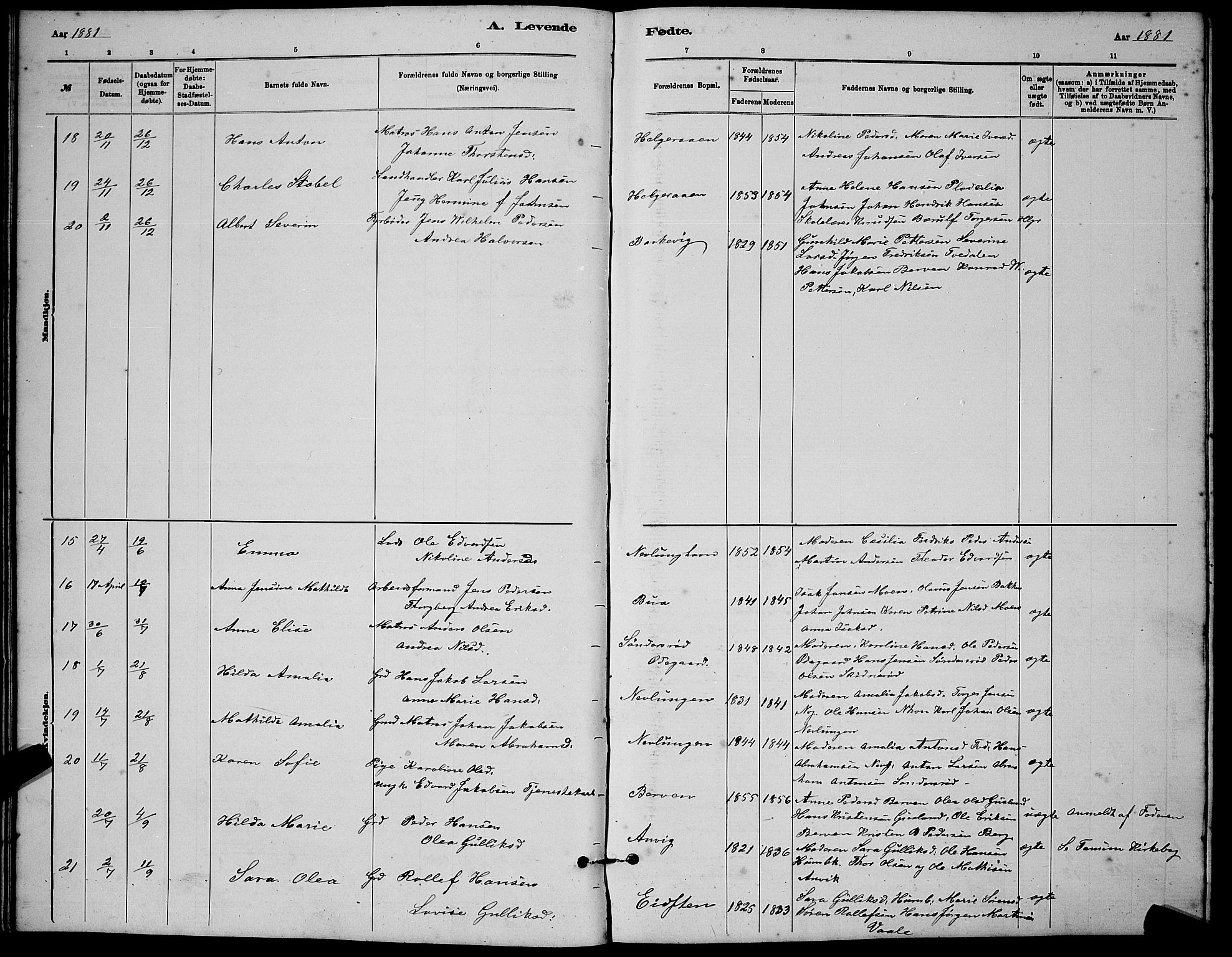 Brunlanes kirkebøker, AV/SAKO-A-342/G/Gb/L0002: Parish register (copy) no. II 2, 1878-1902