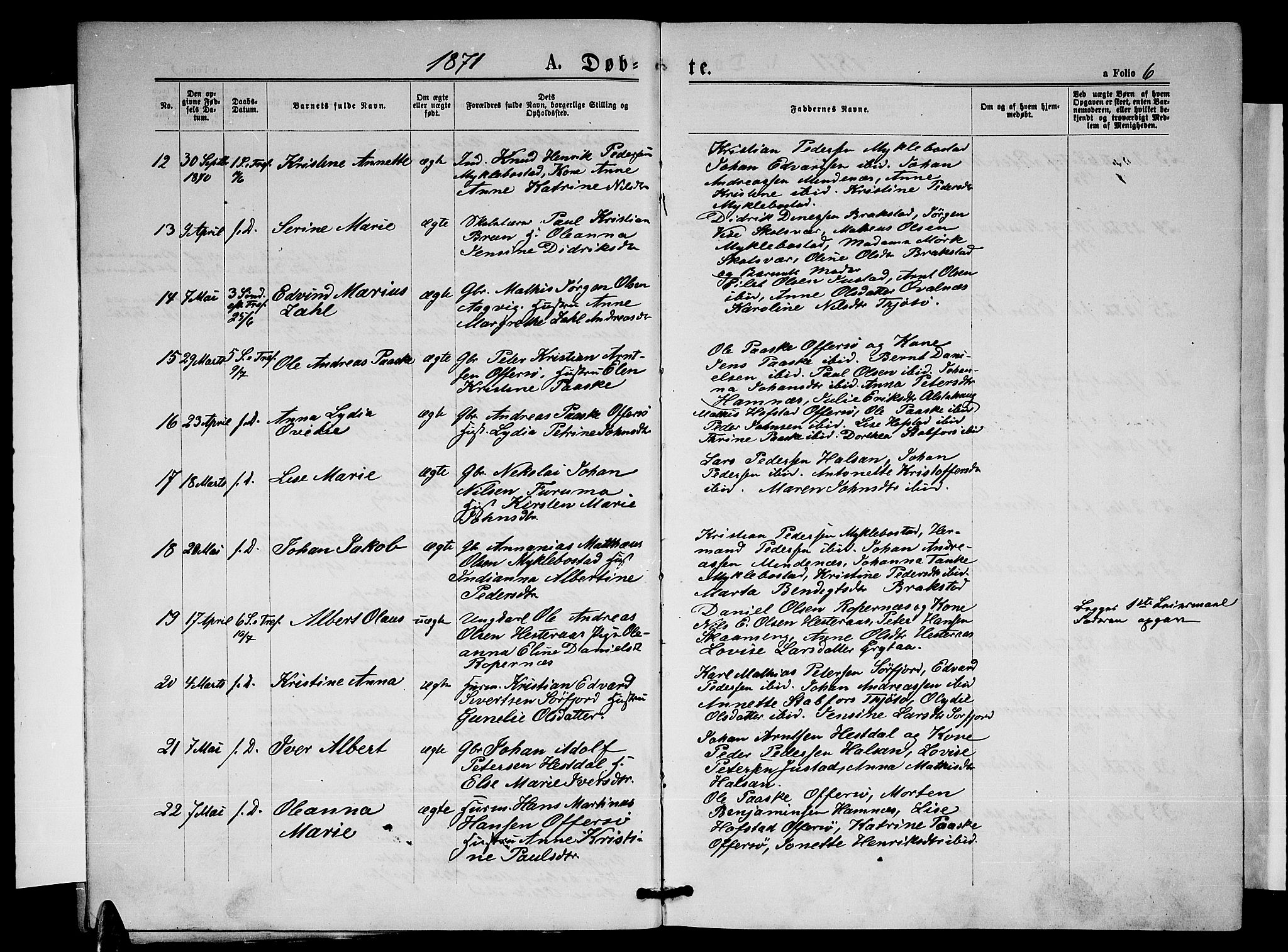 Ministerialprotokoller, klokkerbøker og fødselsregistre - Nordland, AV/SAT-A-1459/817/L0267: Parish register (copy) no. 817C02, 1870-1883, p. 6