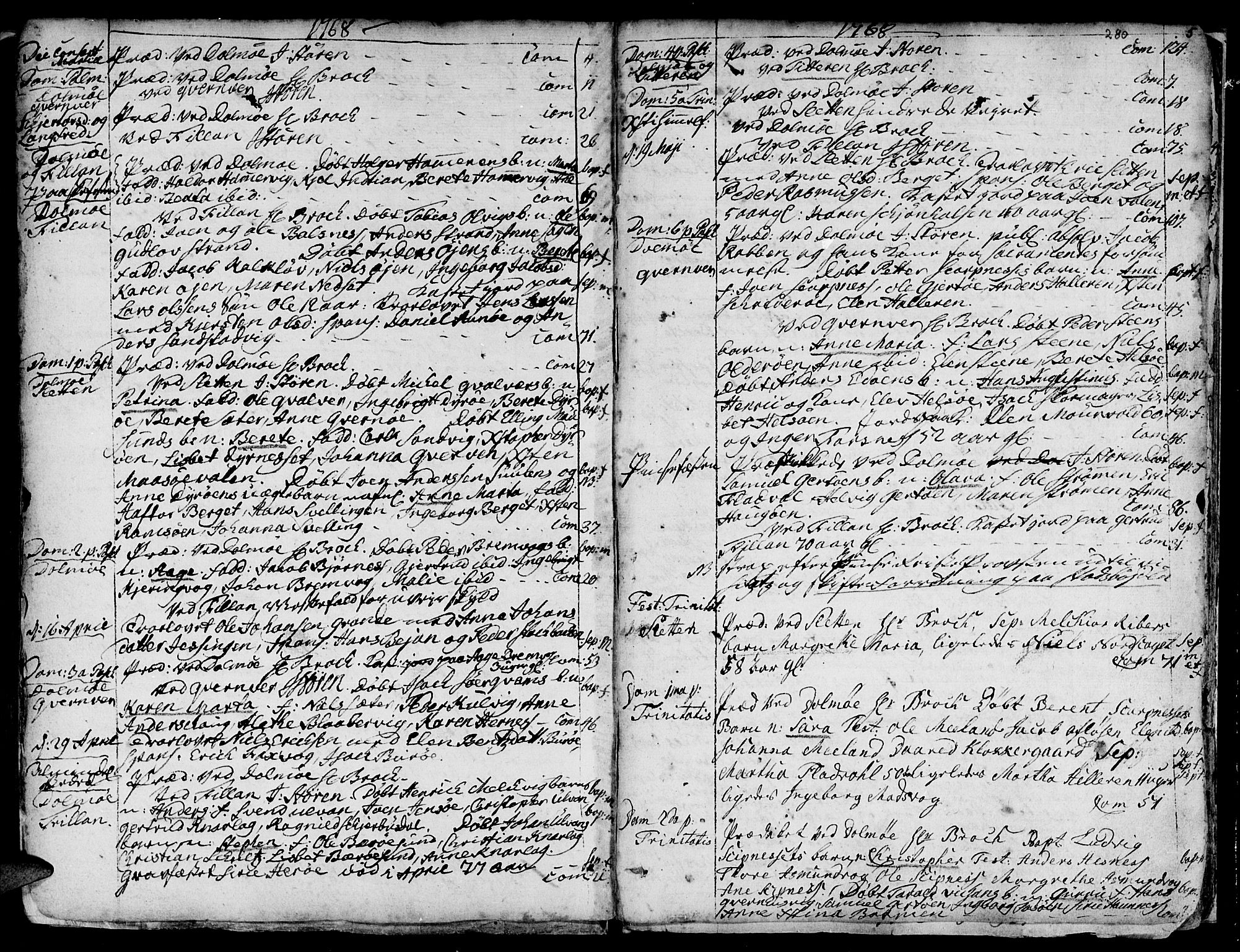 Ministerialprotokoller, klokkerbøker og fødselsregistre - Sør-Trøndelag, SAT/A-1456/634/L0525: Parish register (official) no. 634A01, 1736-1775, p. 280