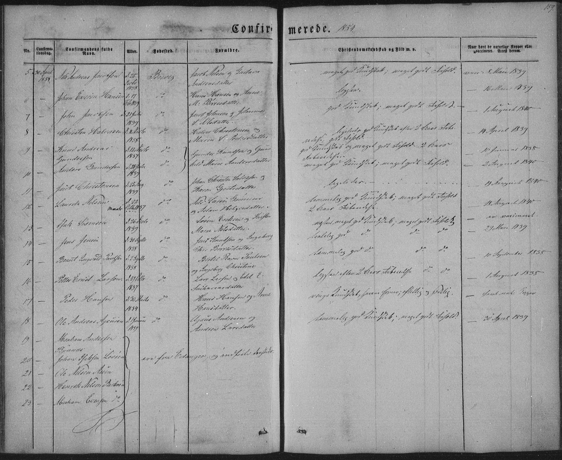 Brevik kirkebøker, SAKO/A-255/F/Fa/L0005: Parish register (official) no. 5, 1847-1865, p. 159