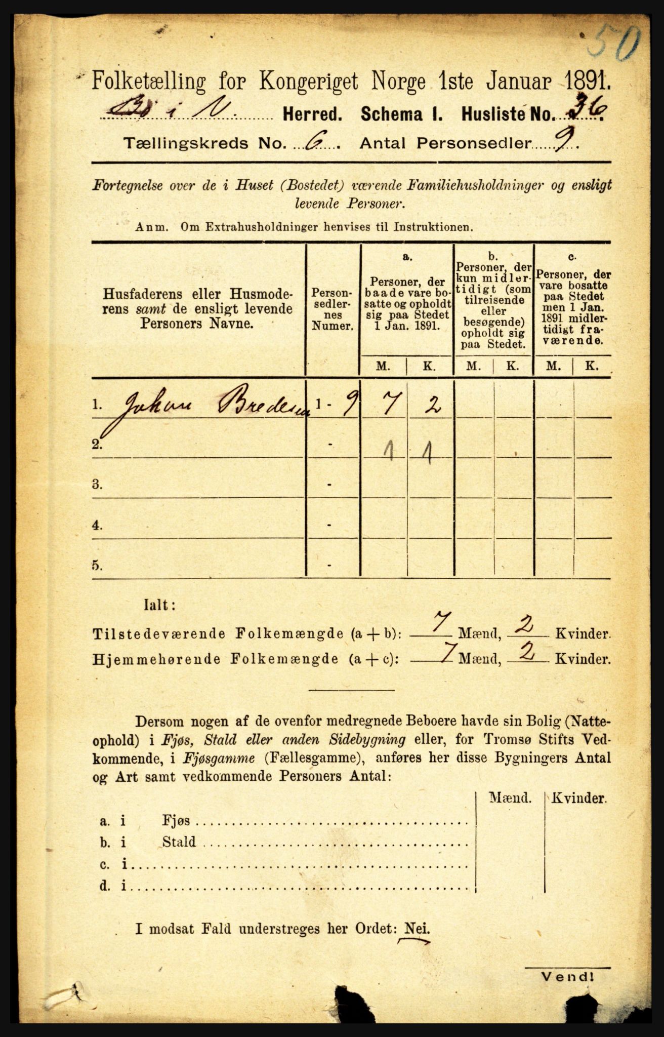 RA, 1891 census for 1867 Bø, 1891, p. 2150