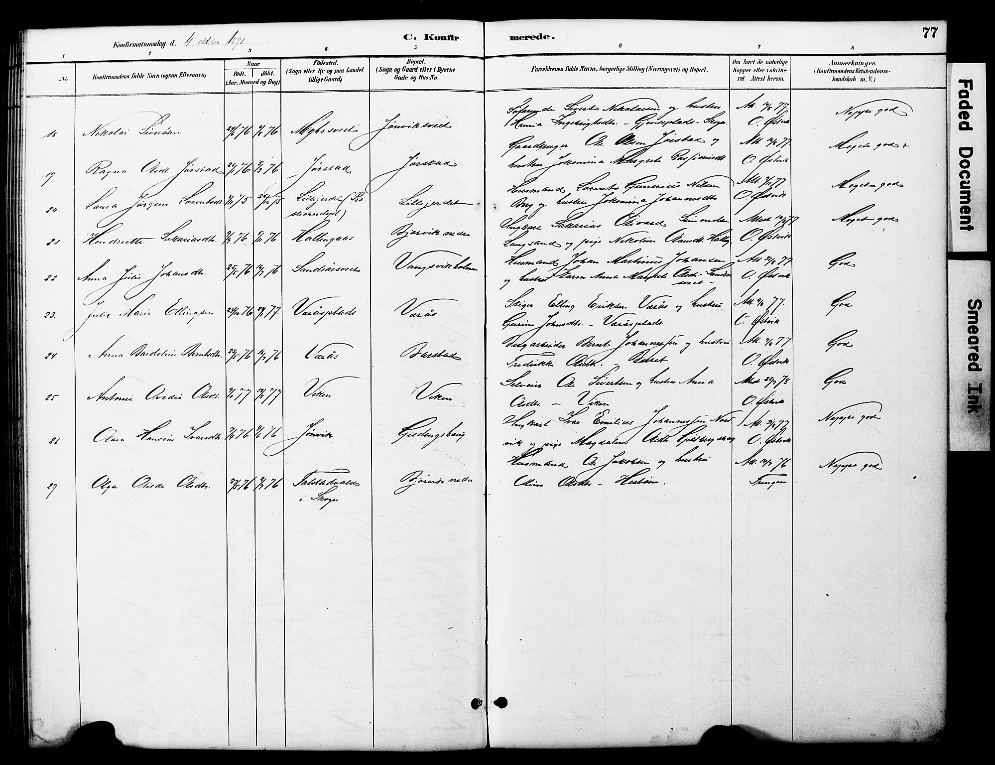 Ministerialprotokoller, klokkerbøker og fødselsregistre - Nord-Trøndelag, AV/SAT-A-1458/722/L0226: Parish register (copy) no. 722C02, 1889-1927, p. 77