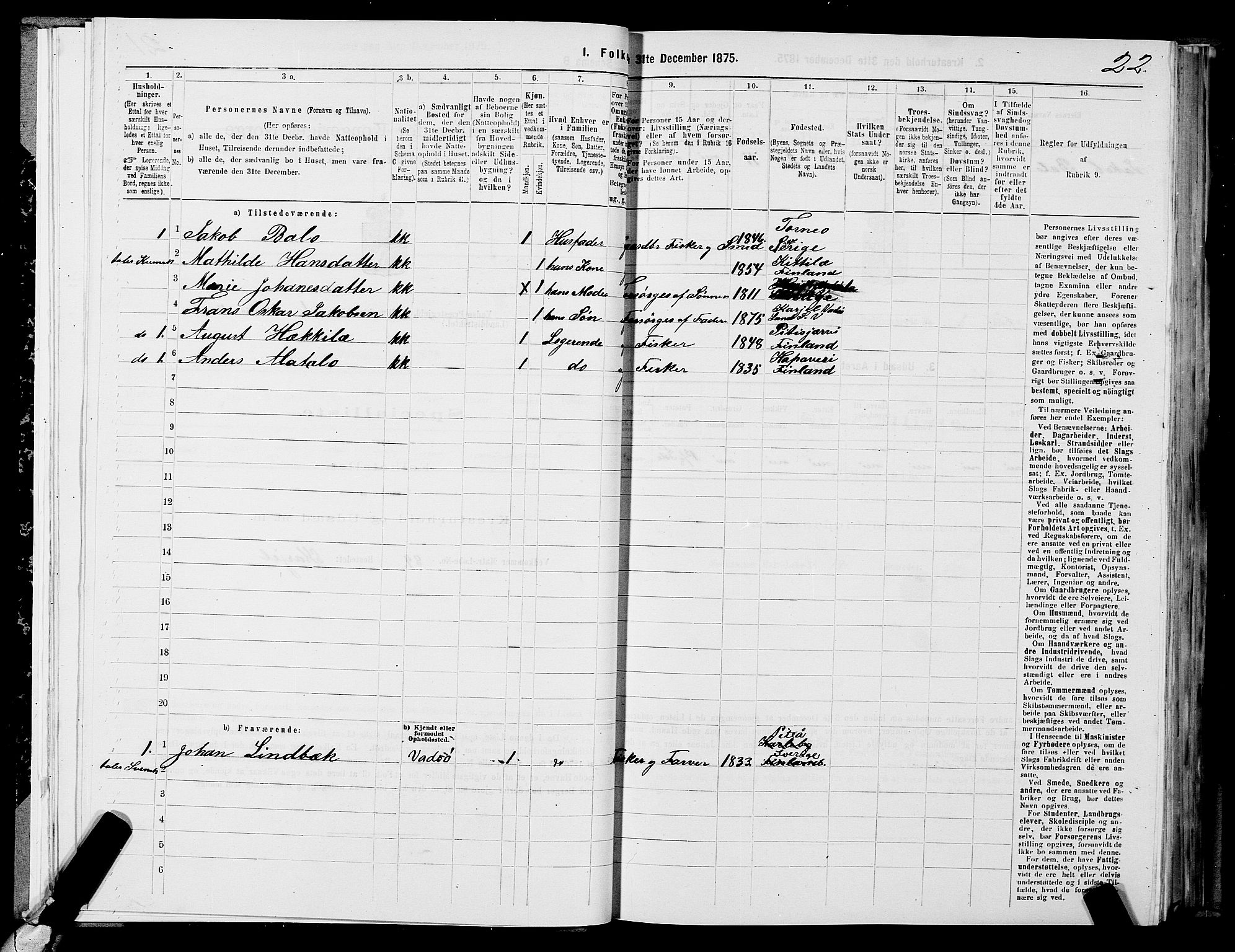 SATØ, 1875 census for 2029L Vadsø/Vadsø, 1875, p. 1022