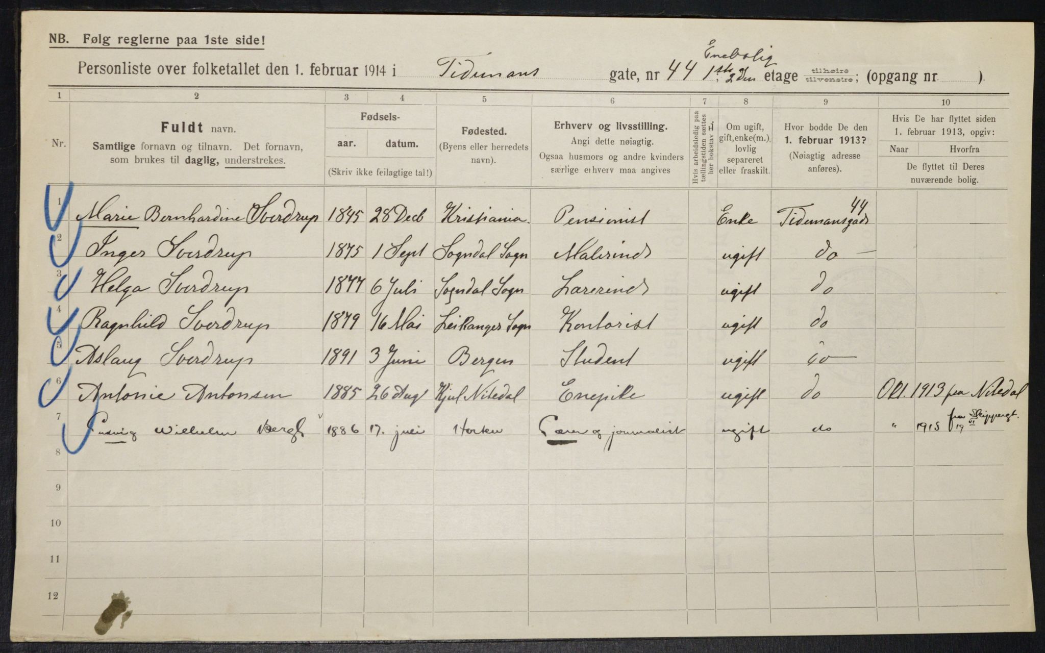 OBA, Municipal Census 1914 for Kristiania, 1914, p. 112384