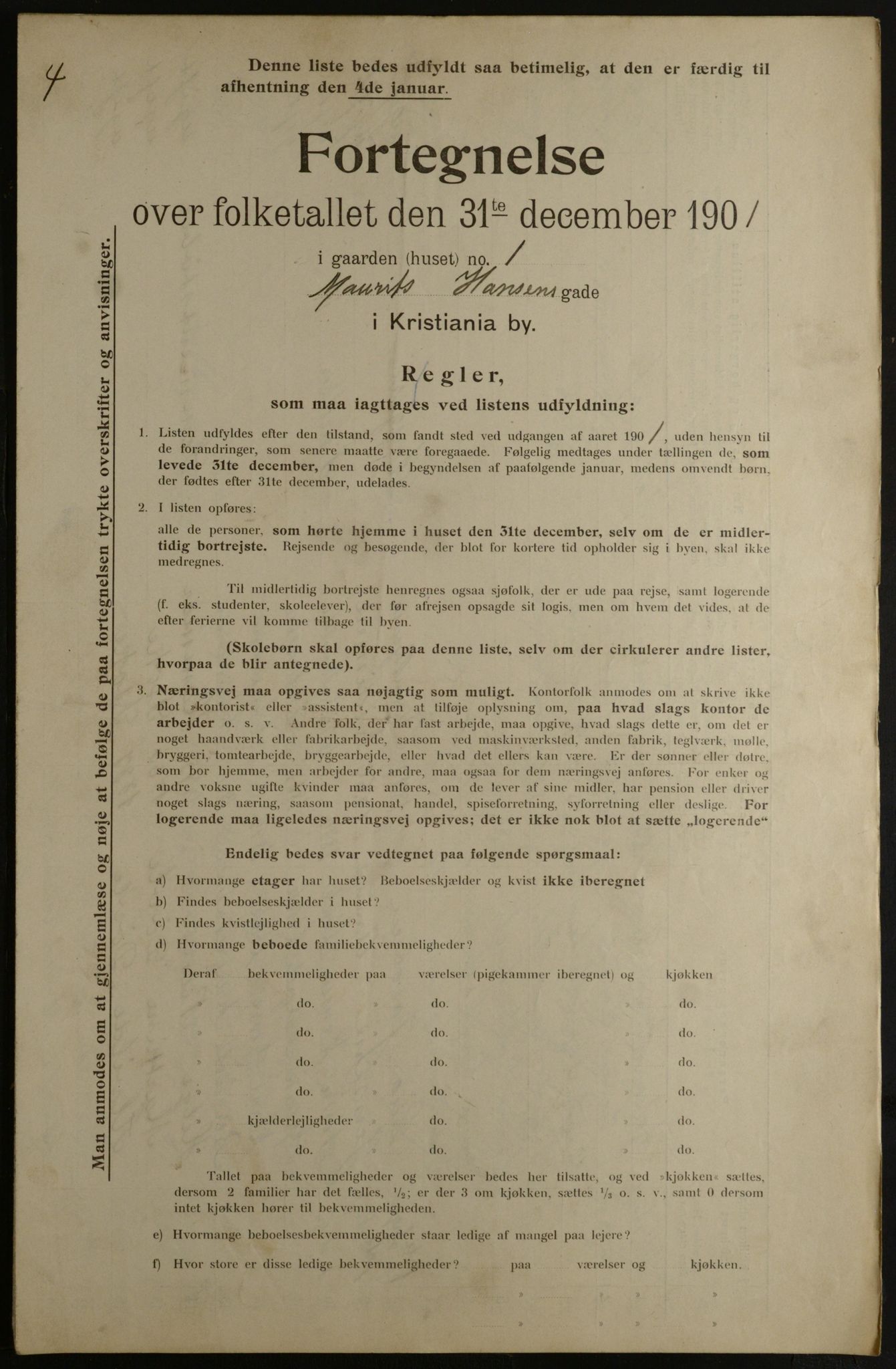 OBA, Municipal Census 1901 for Kristiania, 1901, p. 9994