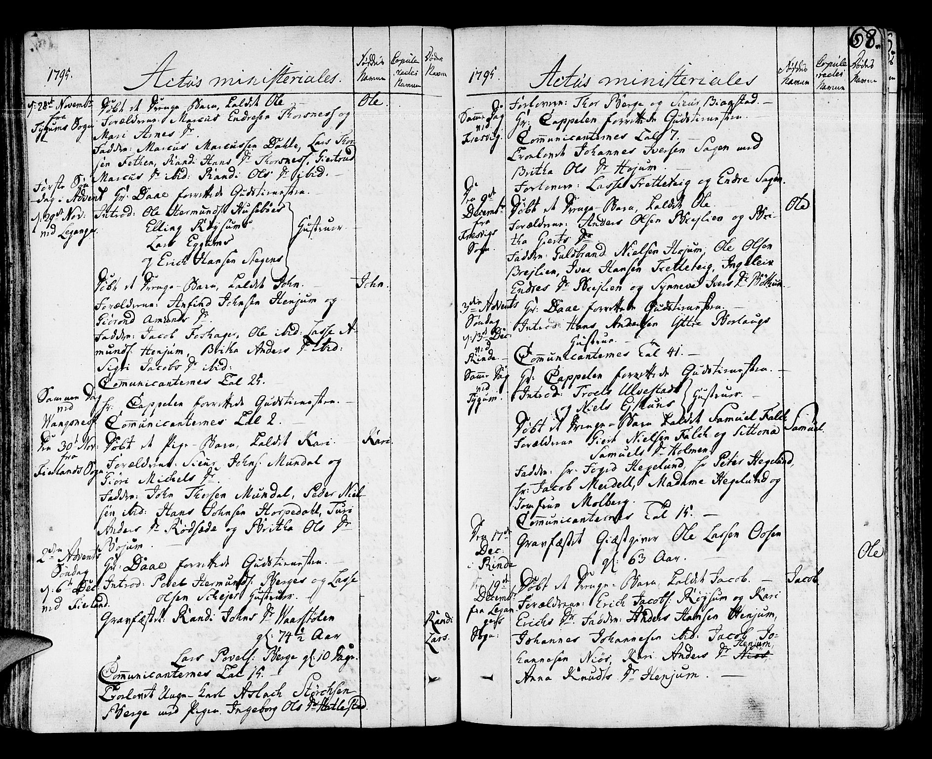 Leikanger sokneprestembete, AV/SAB-A-81001/H/Haa/Haaa/L0005: Parish register (official) no. A 5, 1792-1809, p. 68