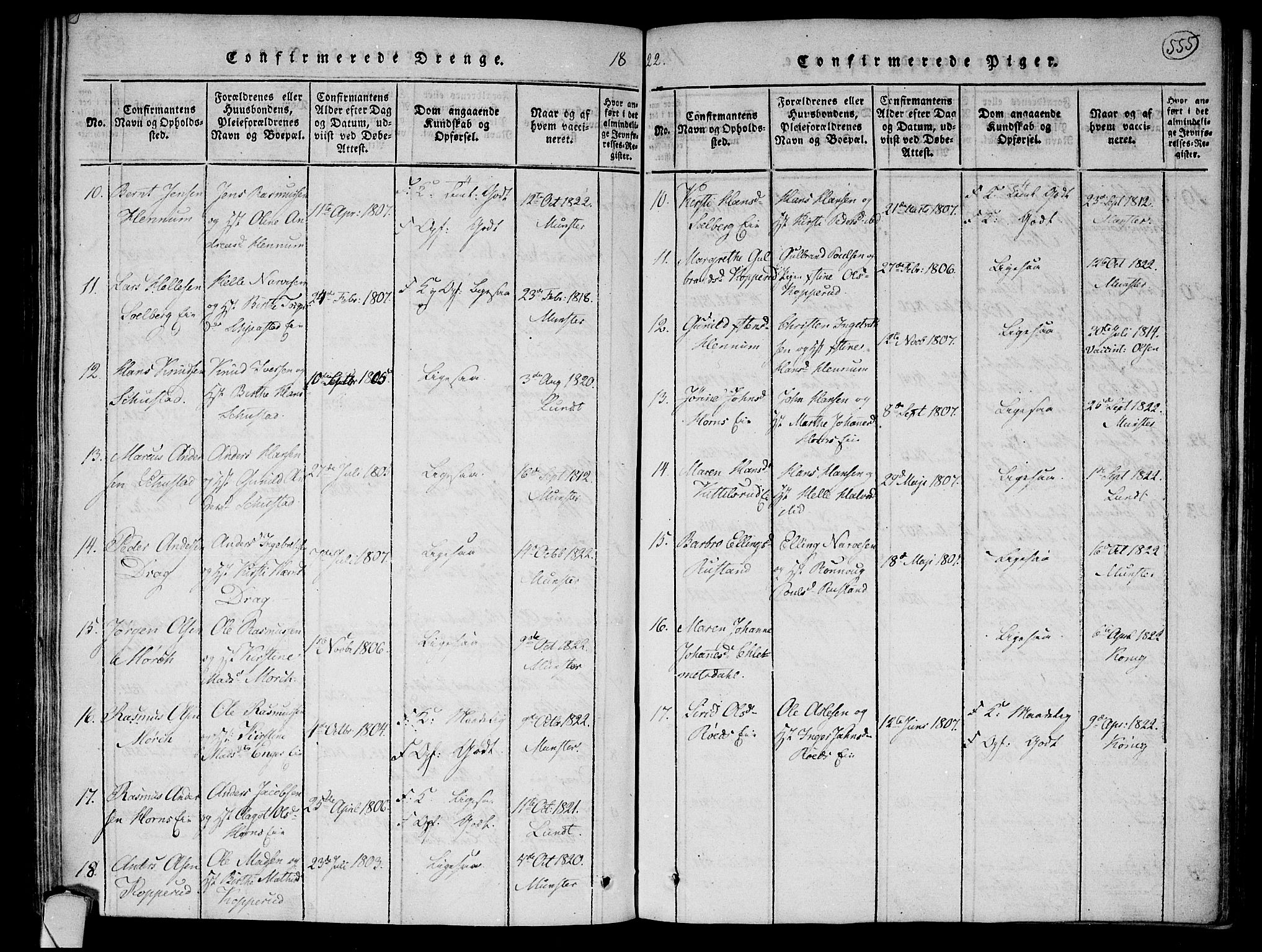 Lier kirkebøker, AV/SAKO-A-230/F/Fa/L0008: Parish register (official) no. I 8, 1813-1825, p. 554-555