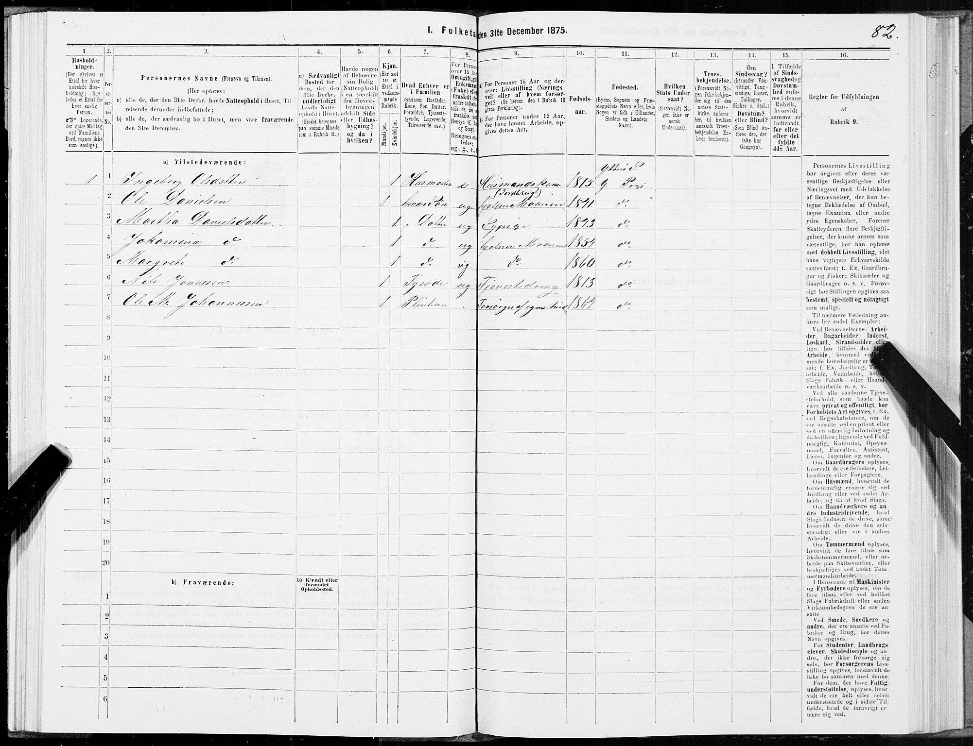 SAT, 1875 census for 1722P Ytterøy, 1875, p. 1082