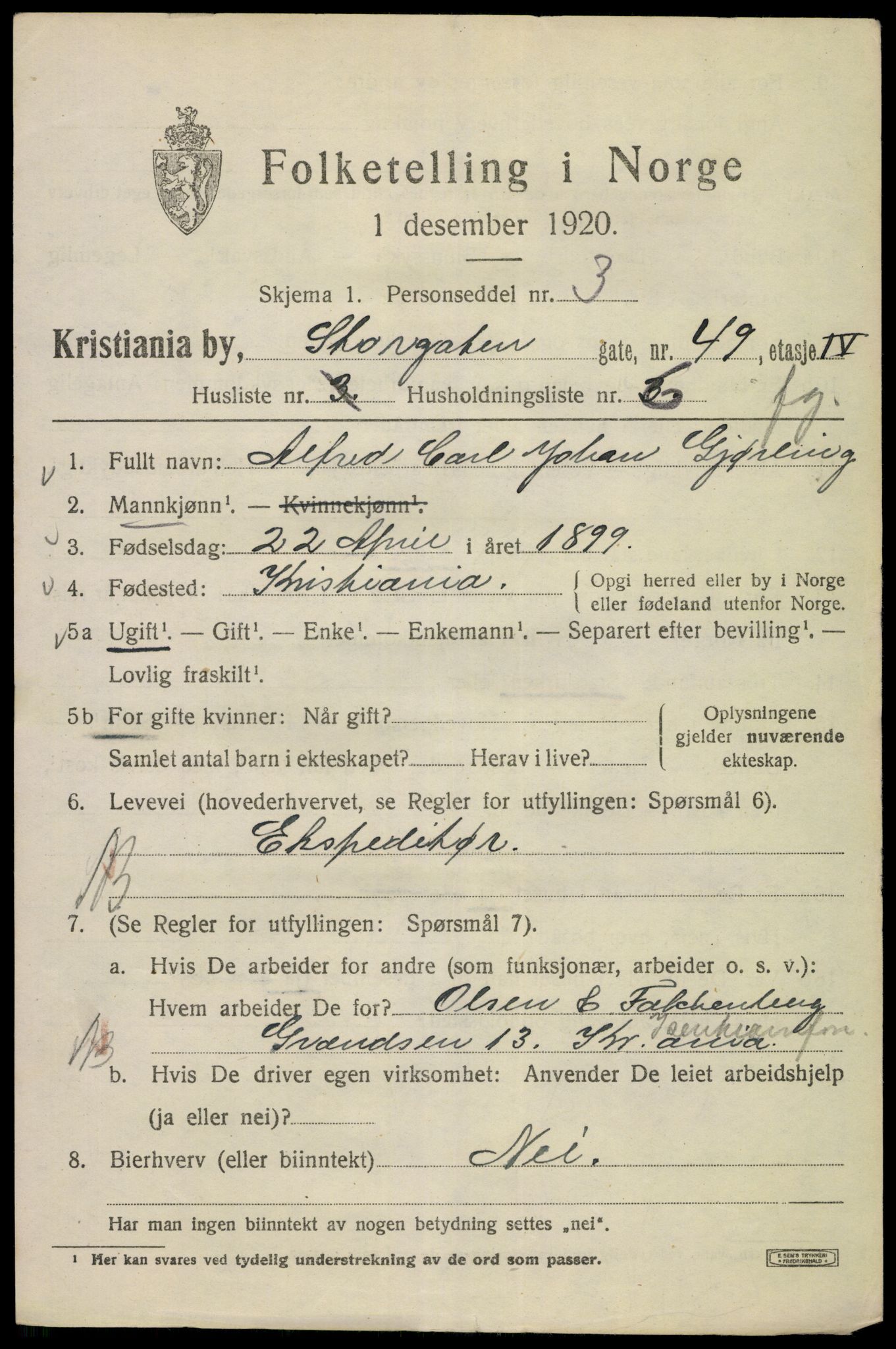 SAO, 1920 census for Kristiania, 1920, p. 550315