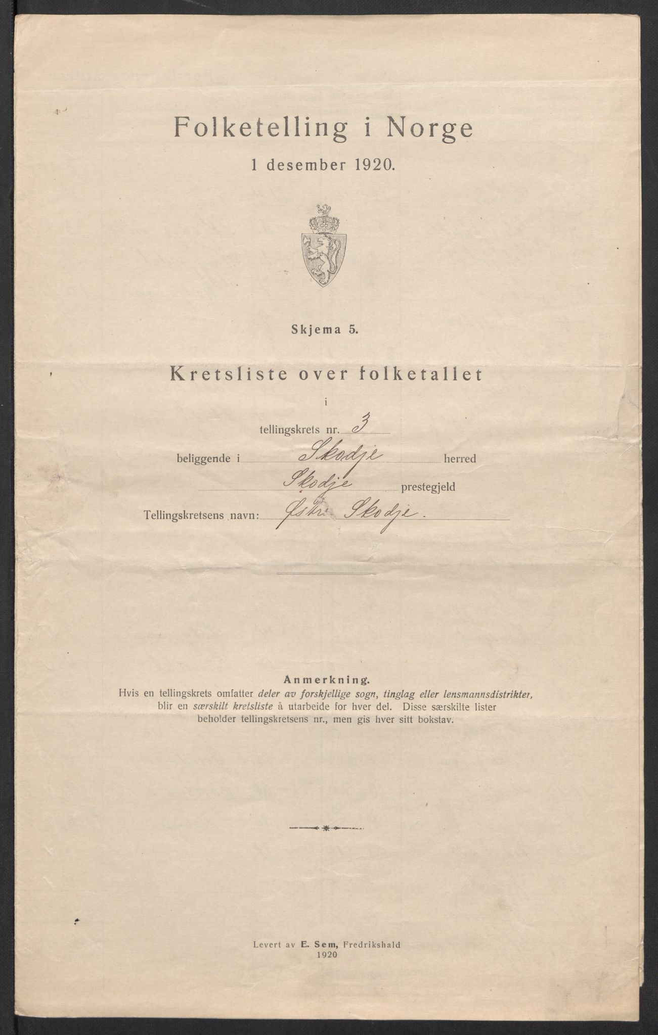 SAT, 1920 census for Skodje, 1920, p. 18