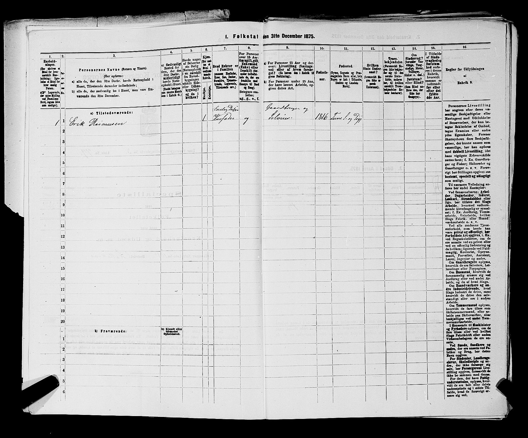 RA, 1875 census for 0130P Tune, 1875, p. 361