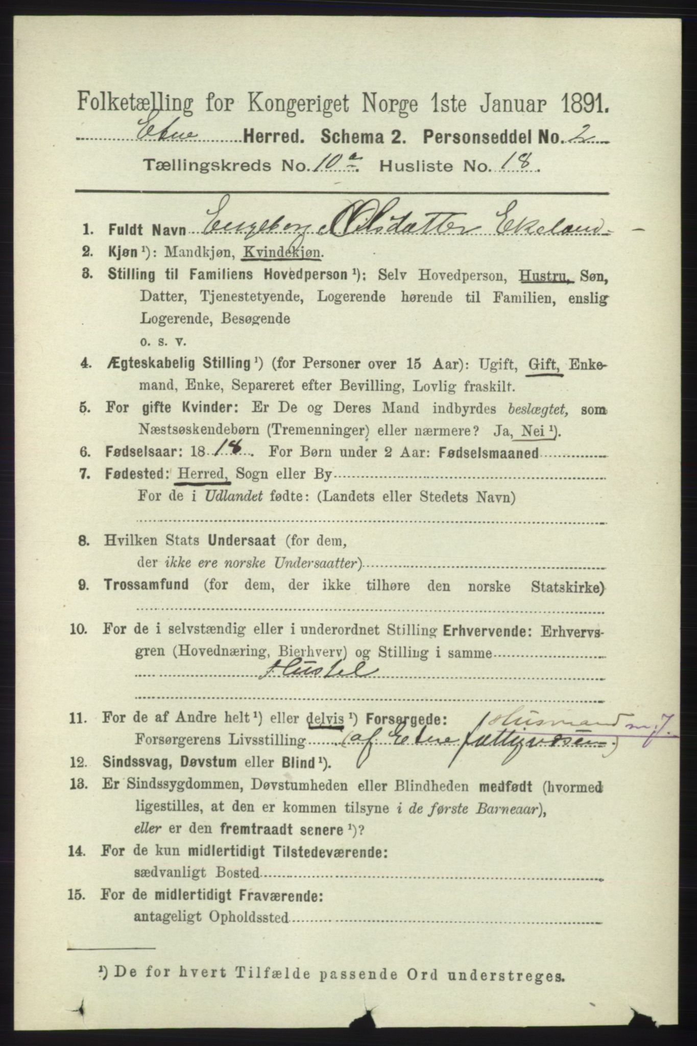 RA, 1891 census for 1211 Etne, 1891, p. 1934