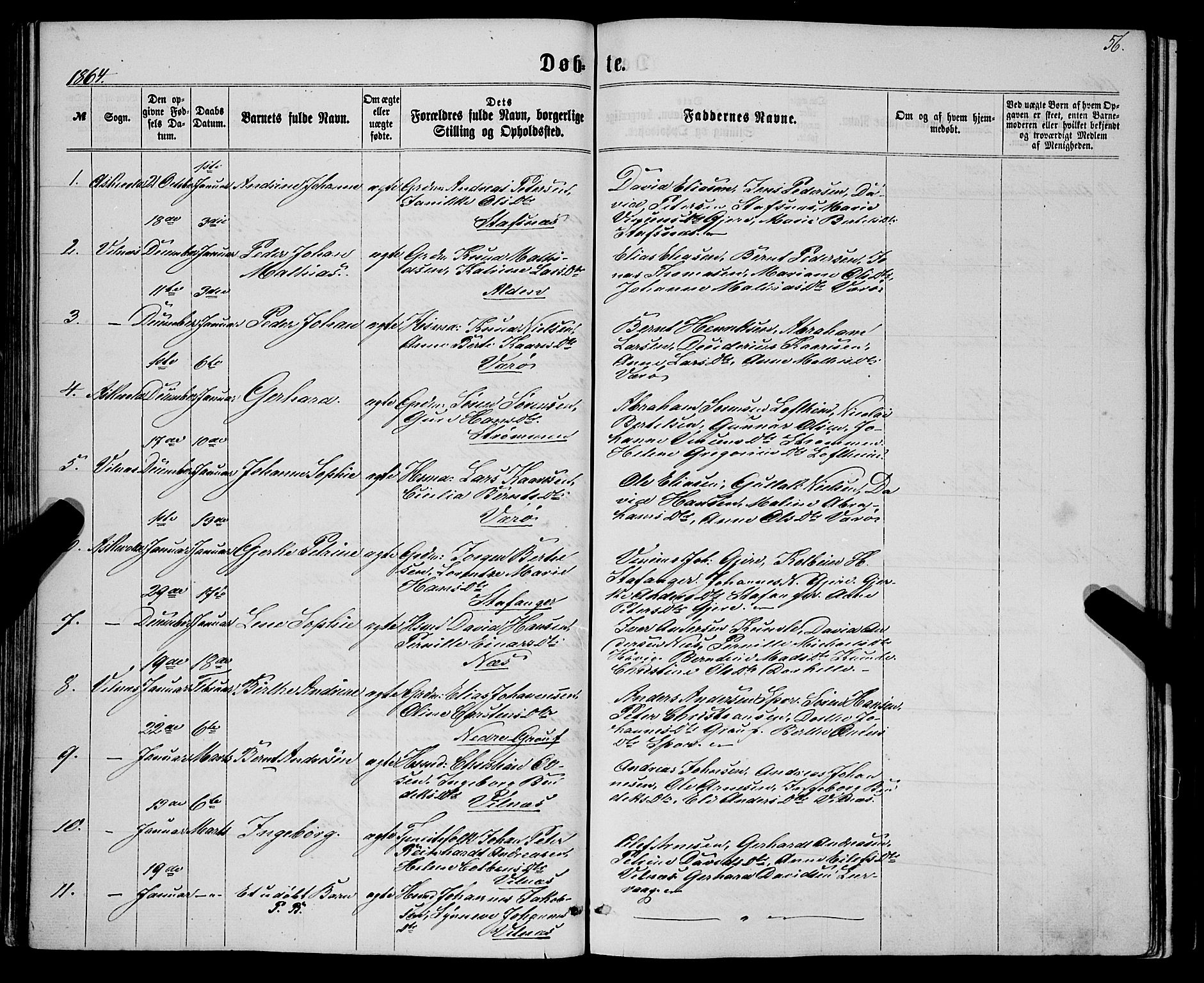 Askvoll sokneprestembete, SAB/A-79501/H/Haa/Haaa/L0012: Parish register (official) no. A 12, 1859-1878, p. 56