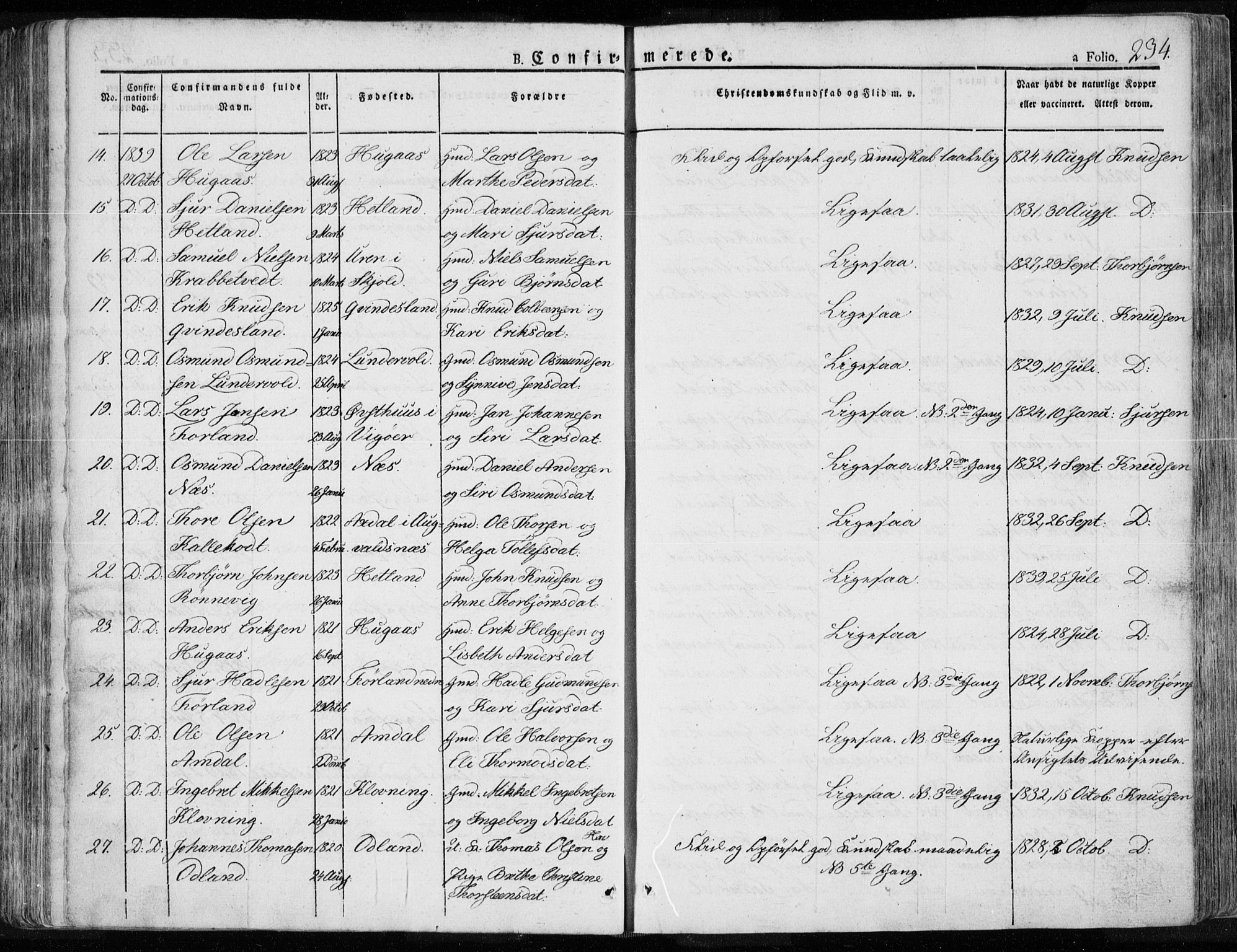 Tysvær sokneprestkontor, SAST/A -101864/H/Ha/Haa/L0001: Parish register (official) no. A 1.1, 1831-1856, p. 234