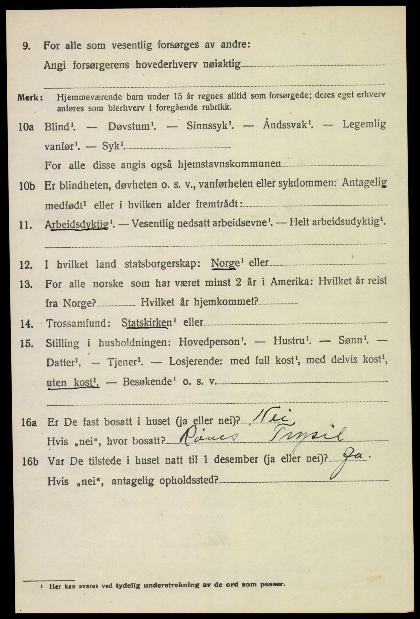 SAH, 1920 census for Trysil, 1920, p. 7068