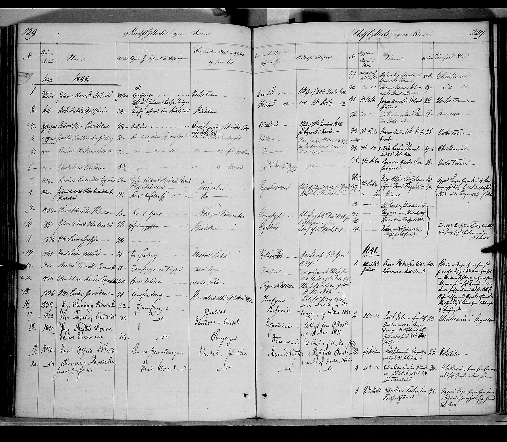 Østre Toten prestekontor, AV/SAH-PREST-104/H/Ha/Haa/L0002: Parish register (official) no. 2, 1840-1847, p. 229