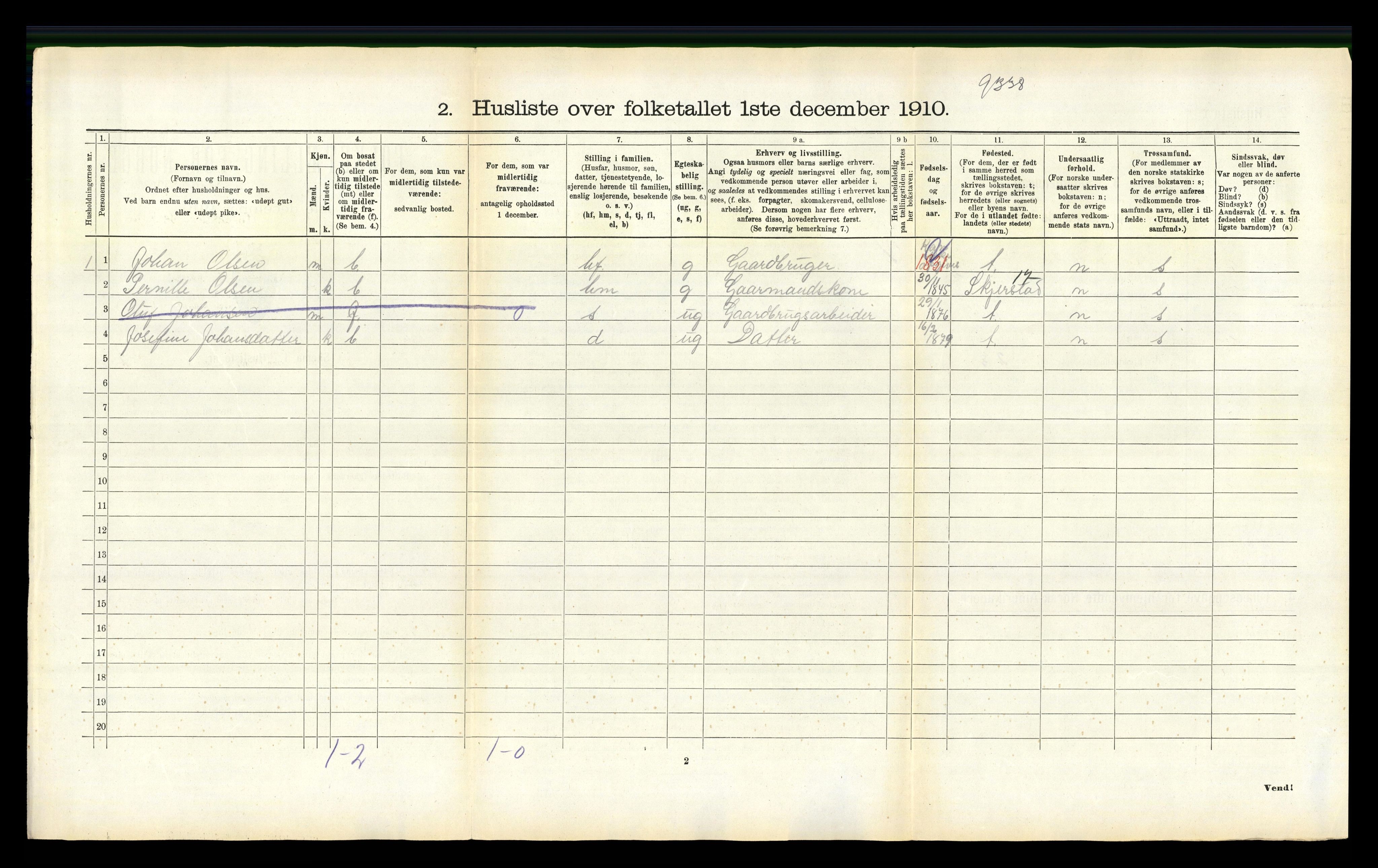 RA, 1910 census for Fauske, 1910, p. 1049