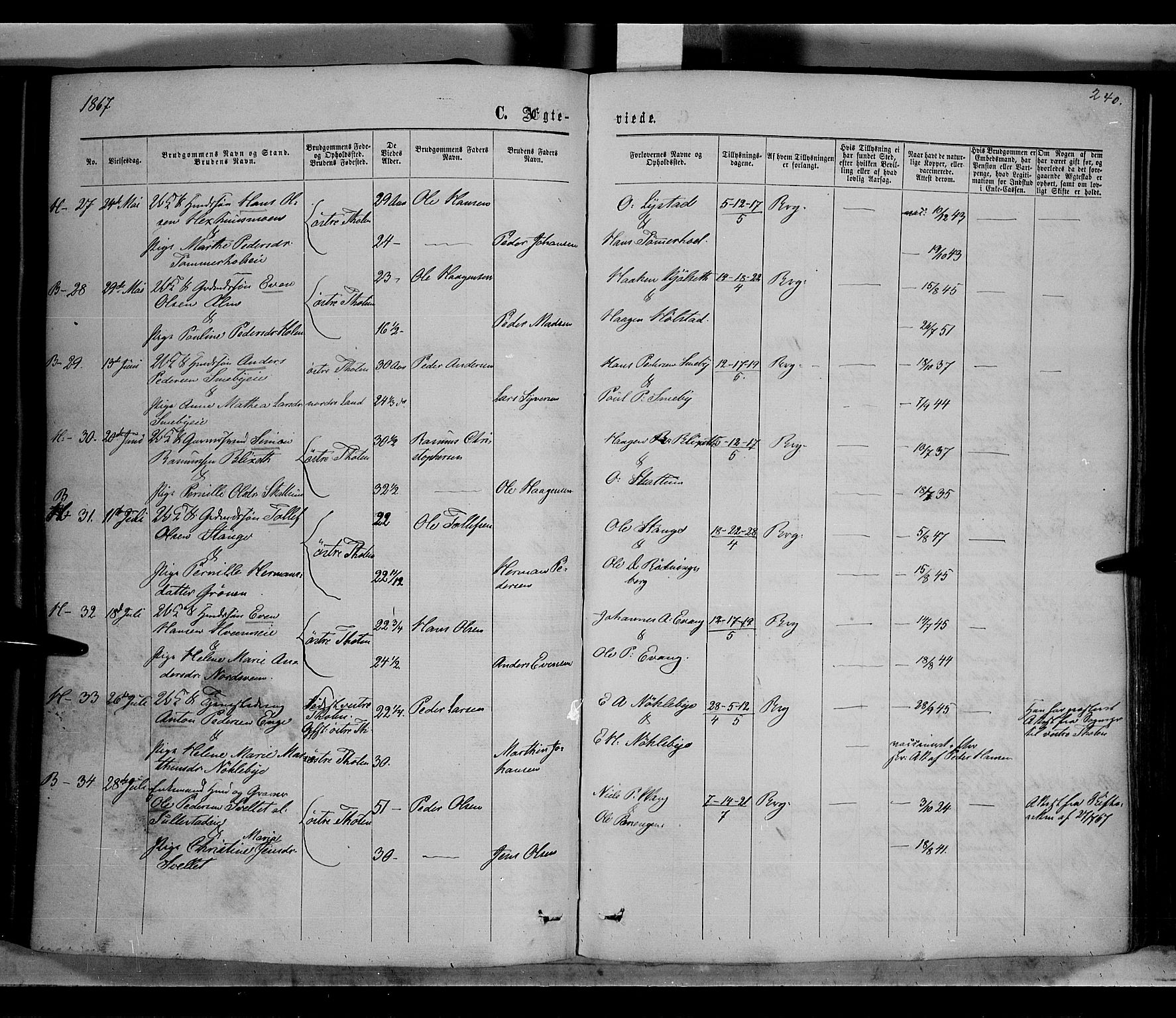 Østre Toten prestekontor, AV/SAH-PREST-104/H/Ha/Haa/L0005: Parish register (official) no. 5, 1866-1877, p. 240