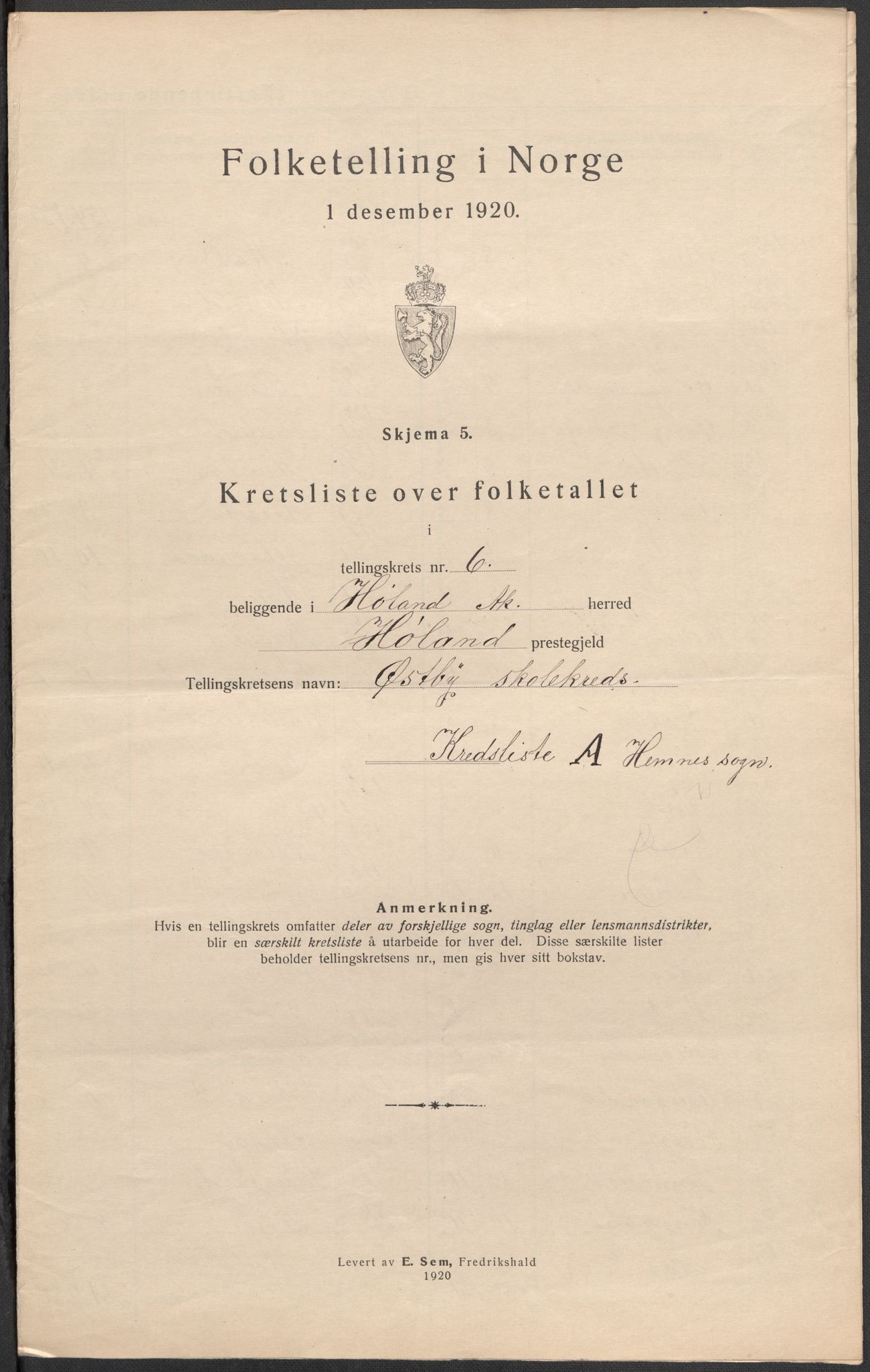 SAO, 1920 census for Høland, 1920, p. 31