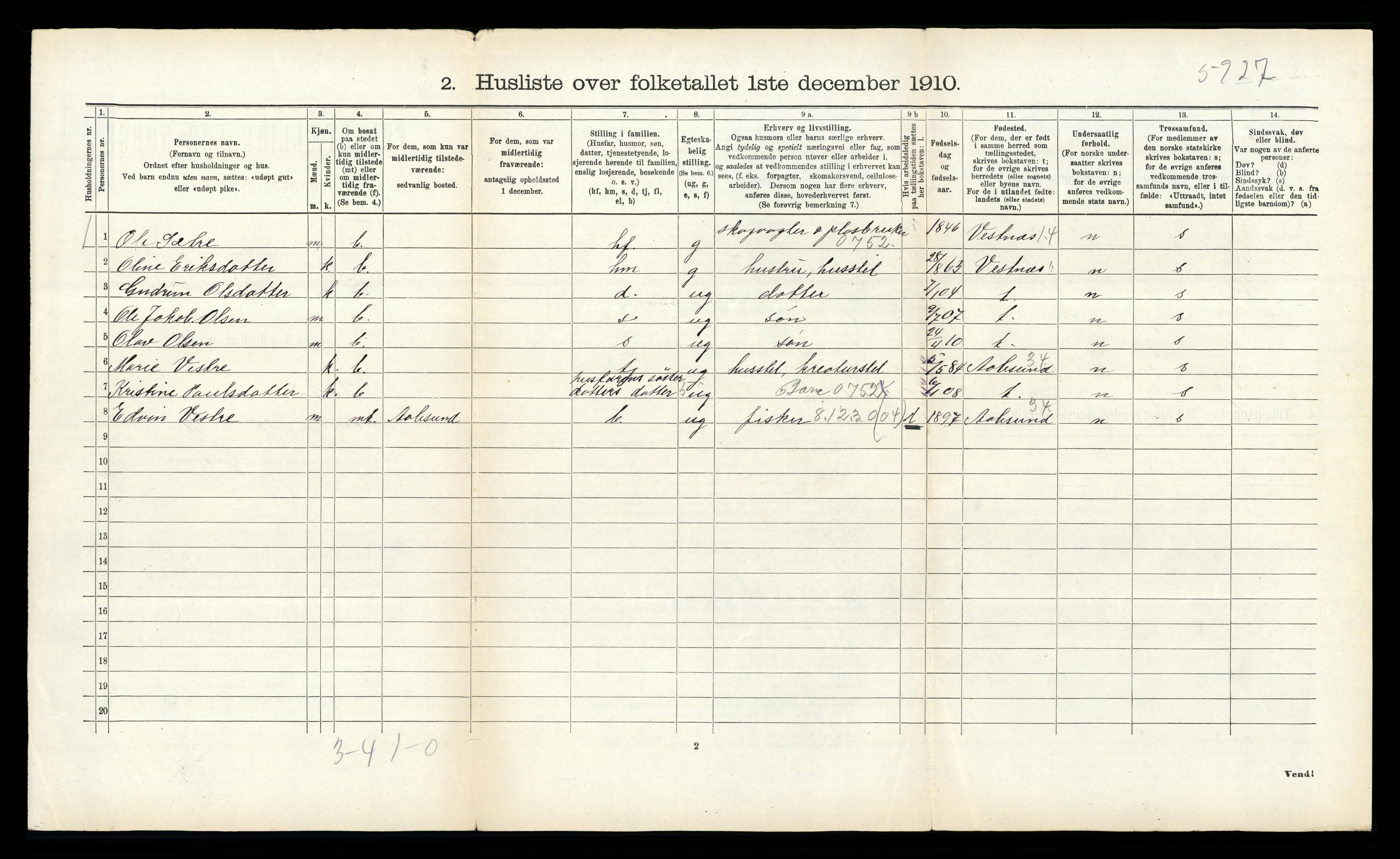 RA, 1910 census for Bolsøy, 1910, p. 348