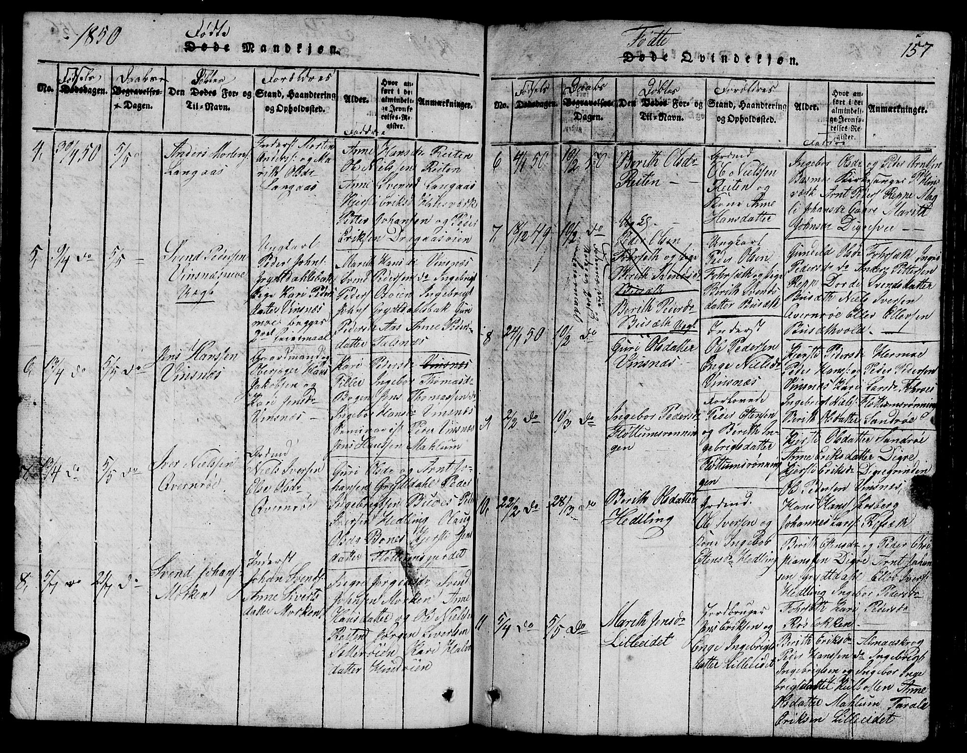 Ministerialprotokoller, klokkerbøker og fødselsregistre - Sør-Trøndelag, SAT/A-1456/688/L1026: Parish register (copy) no. 688C01, 1817-1860, p. 157