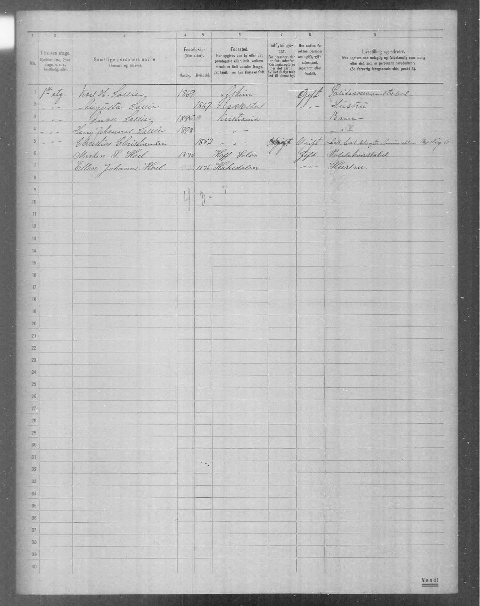 OBA, Municipal Census 1904 for Kristiania, 1904, p. 18889