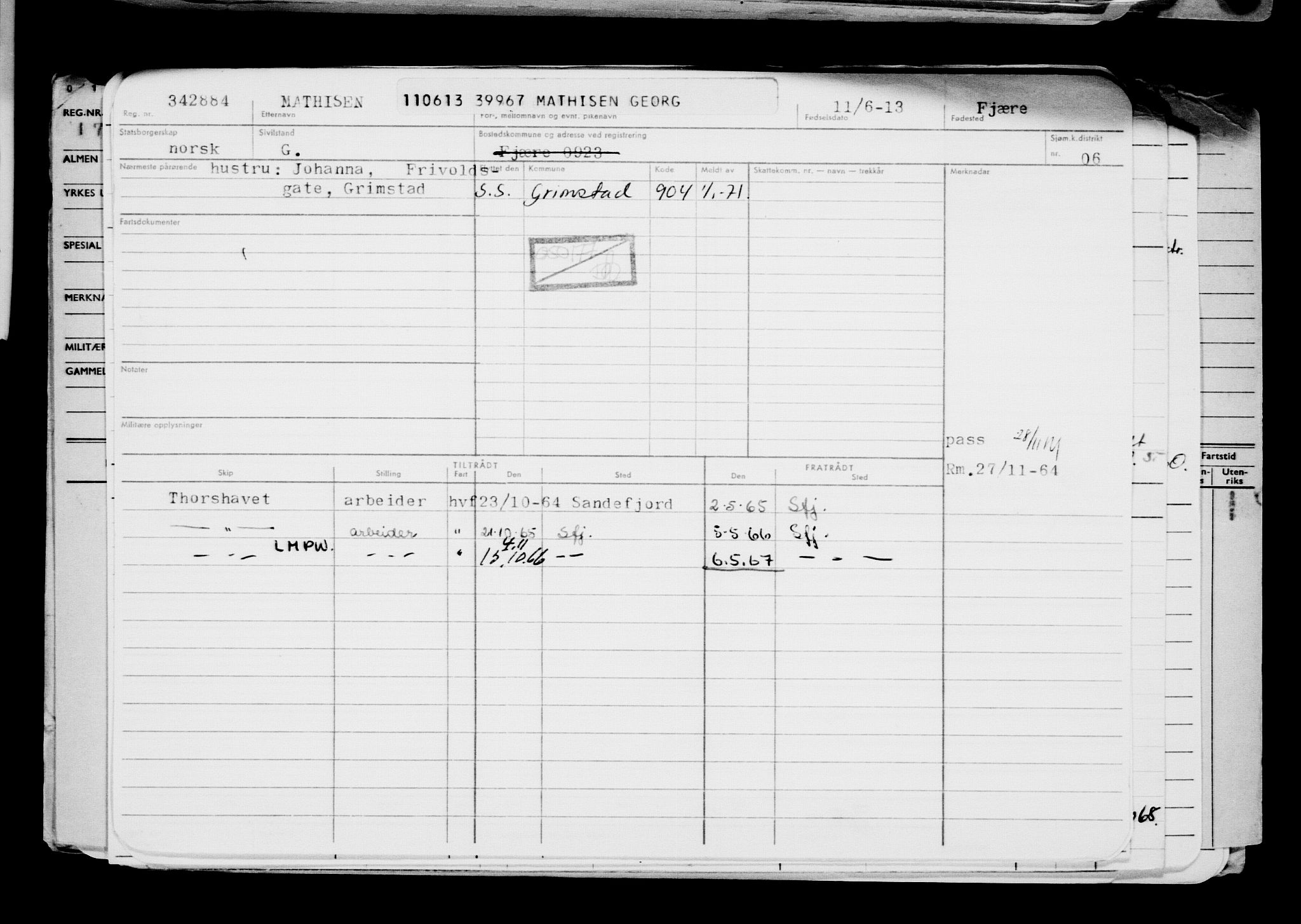 Direktoratet for sjømenn, AV/RA-S-3545/G/Gb/L0113: Hovedkort, 1913, p. 239