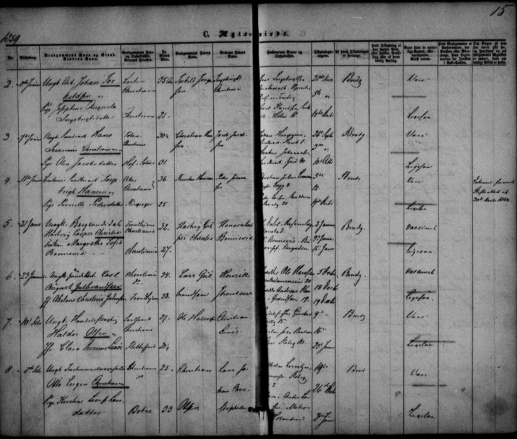 Trefoldighet prestekontor Kirkebøker, AV/SAO-A-10882/F/Fc/L0001: Parish register (official) no. III 1, 1858-1874, p. 15